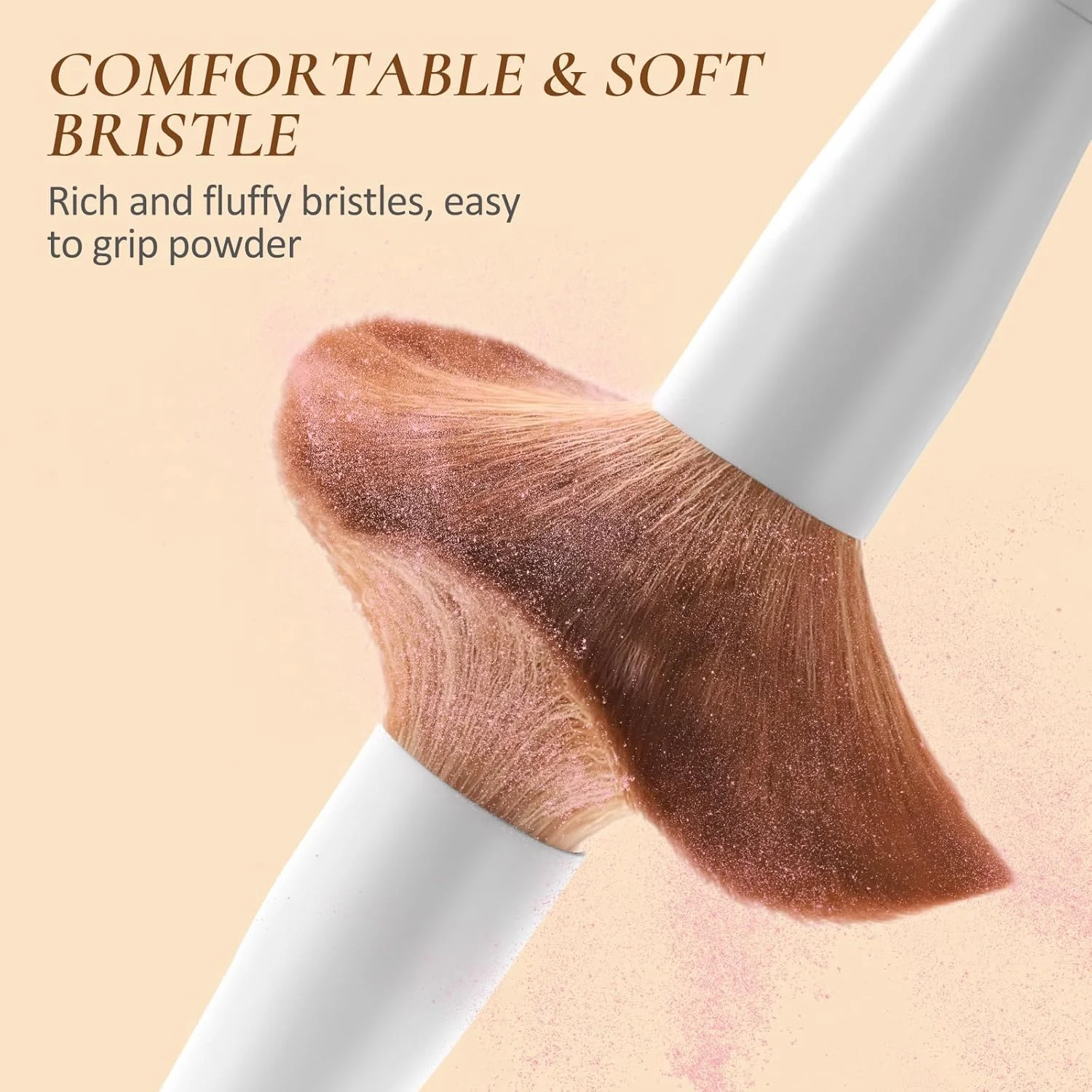 ست برس آرایشی لوکس برو با کیف، 20 تکه، ست برس آرایشی حرفه ای، ست برس سایه چشم پودر فونداسیون، کیت برس های مسافرتی کانتور کانسیلر ابرو با نگهدارنده و 2 پف پودر - سفید