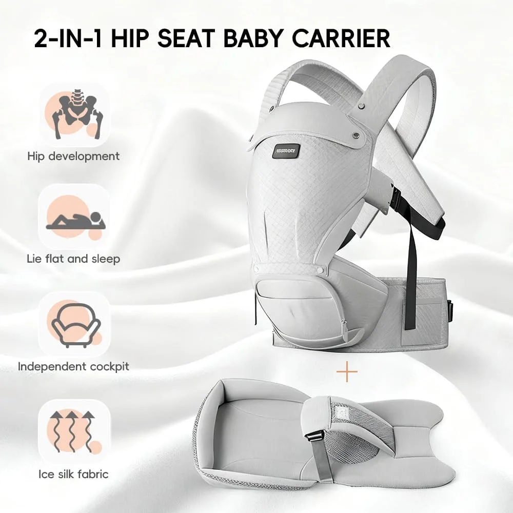 آغوشی نوزاد، آغوشی 3 در 1 نوزاد تا نوپا، آغوشی صندلی کمری قابل تنظیم و جداشدنی برای نوزاد 3 تا 20 کیلوگرم، مناسب تمام فصول، ایده آل برای خرید و مسافرت