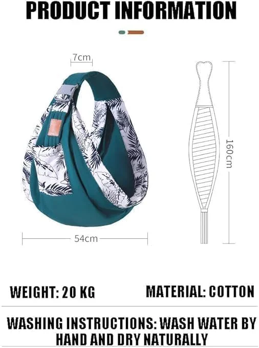 آغوشی نوزاد ZDALQDMJ، چند منظوره، قابل حمل، ارگونومیک، قابل تنظیم، ساخته شده از پنبه، مناسب برای حمل آسان نوزاد، کودک نوپا و ایده آل برای نوزاد