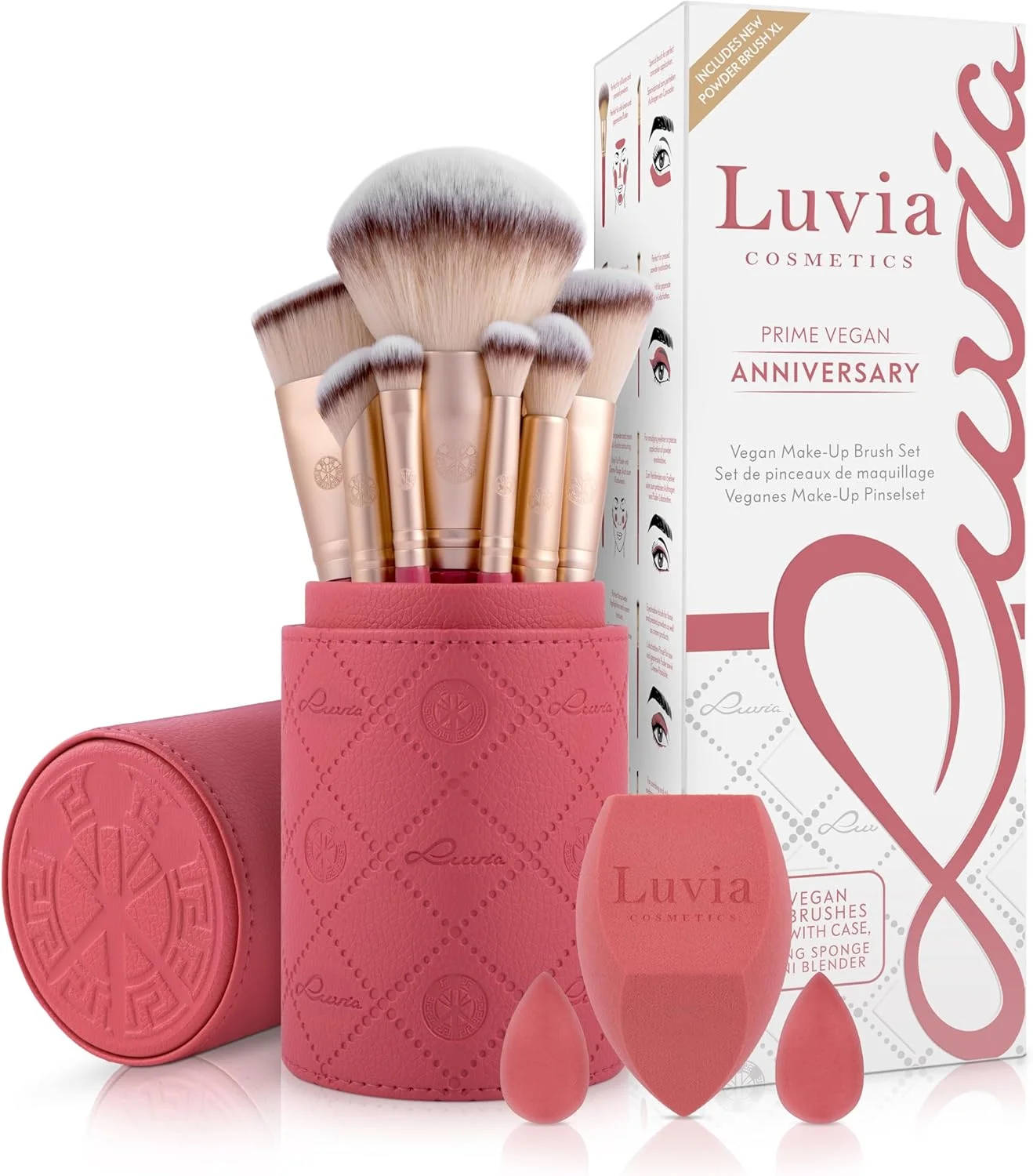 ست براش آرایشی ۱۴ تکه Luvia Cosmetics - ست براش وگان با براش پودر XL، اسفنج و بلندر - ایده آل برای مبتدیان و حرفه ای ها - براش های آرایشی برای آرایش بی نقص
