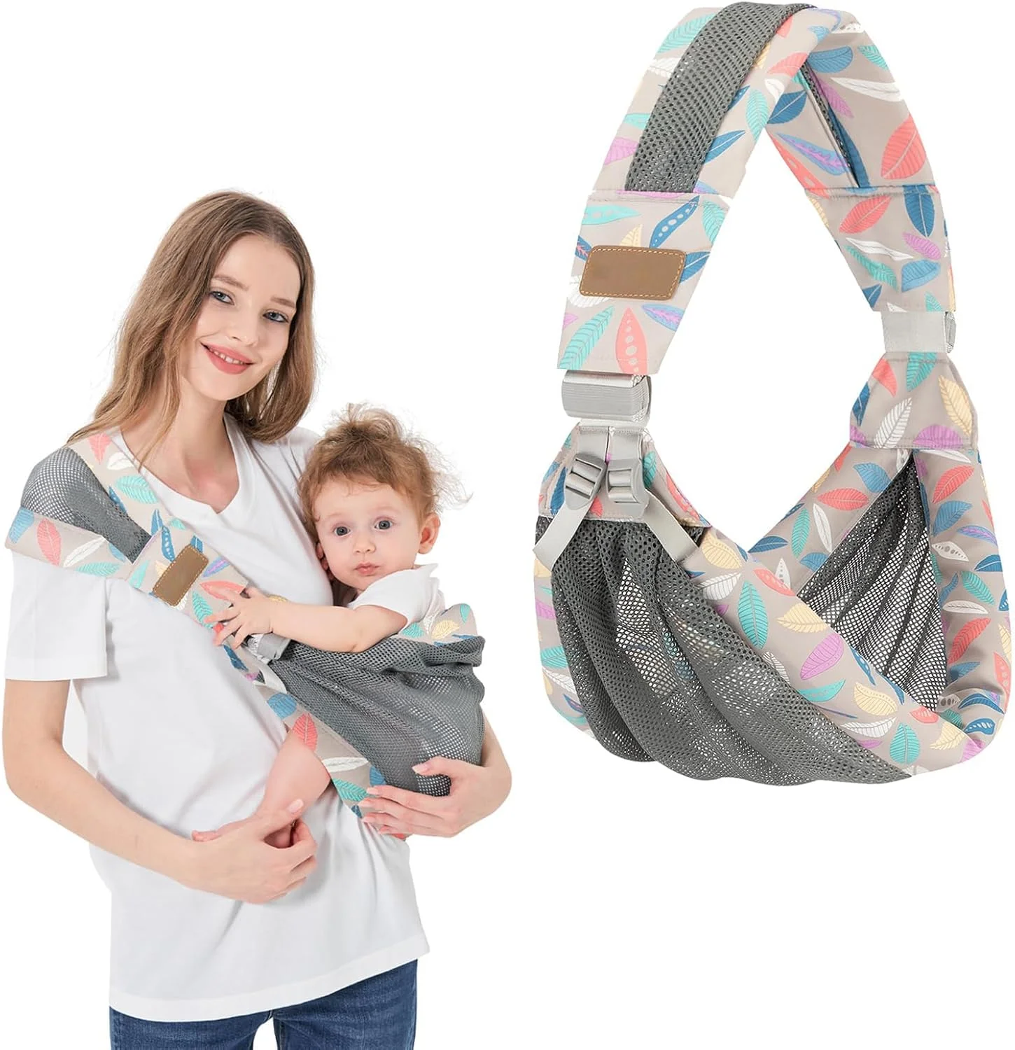 آغوشی نوزاد یک طرفه قابل تنظیم TERRIFI، آغوشی کم وزن توری و قابل تنفس، اسلینگ قابل حمل برای نوزاد تا کودک نوپا (3-18 کیلوگرم)، آغوشی نوزاد برای 3-36 ماهگی، برای دختران و پسران