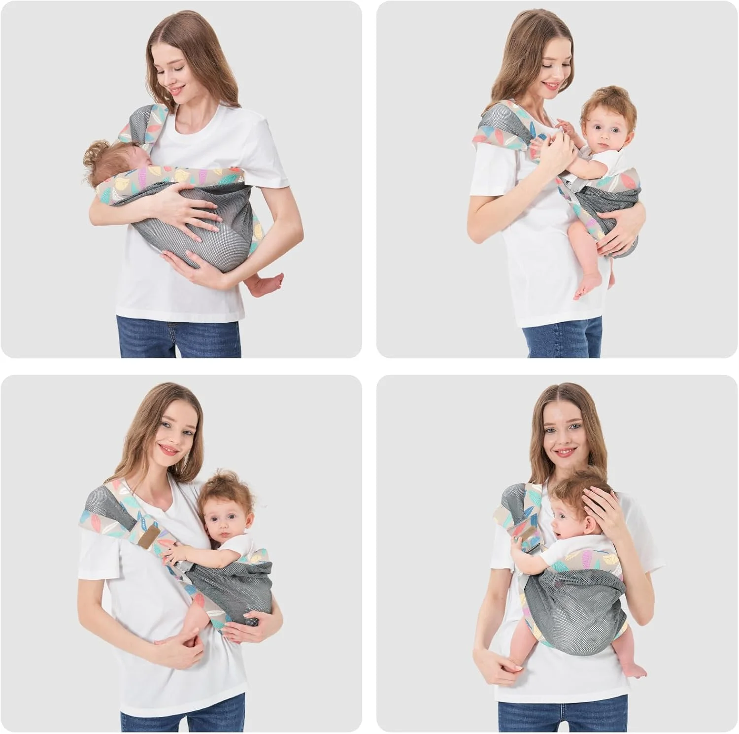 آغوشی نوزاد یک طرفه قابل تنظیم TERRIFI، آغوشی کم وزن توری و قابل تنفس، اسلینگ قابل حمل برای نوزاد تا کودک نوپا (3-18 کیلوگرم)، آغوشی نوزاد برای 3-36 ماهگی، برای دختران و پسران