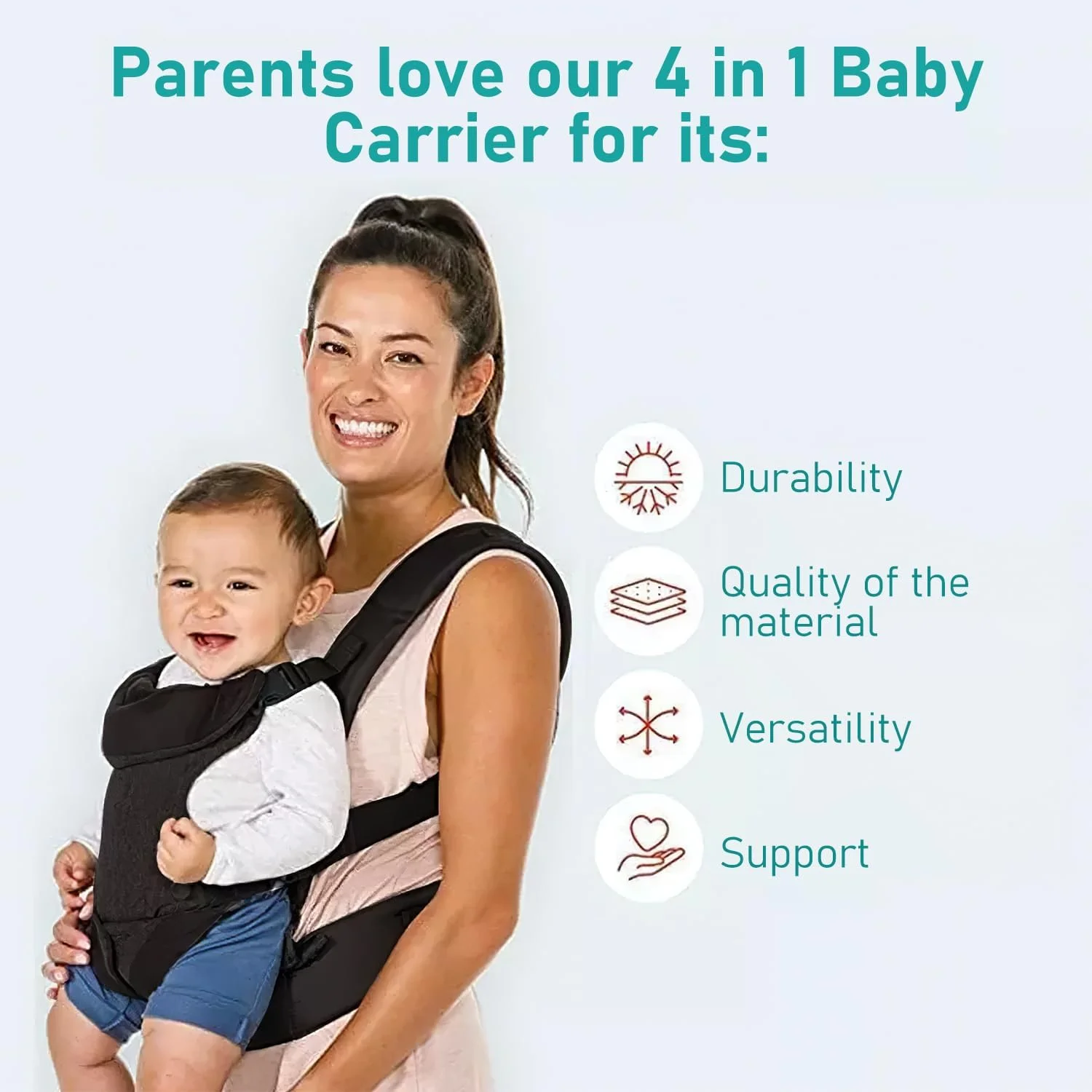 آغوشی نوزاد 4 در 1 STAYOUNG با نشیمنگاه کمری، آغوشی چند منظوره با نشیمنگاه کمری، کوله پشتی حمل نوزاد از جلو و پشت (مشکی)