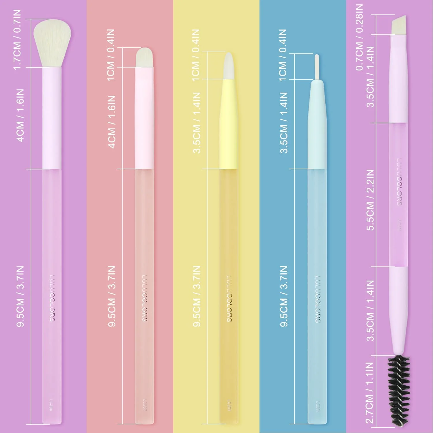 ست براش آرایشی چشم 5 تکه LULUCOLORS - براش های نرم و رنگین کمانی برای ترکیب سایه چشم، جزئیات، کانسیلر و ابرو - دسته های لاستیکی راحت - ایده آل برای مبتدیان و حرفه ای ها ست براش آرایشی چشم 5 تکه LULUCOLORS - براش های نرم و رنگین کمانی برای ترکیب سایه چشم، جزئیات، کانسیلر و ابرو - دسته های لاستیکی راحت - ایده آل برای مبتدیان و حرفه ای ها