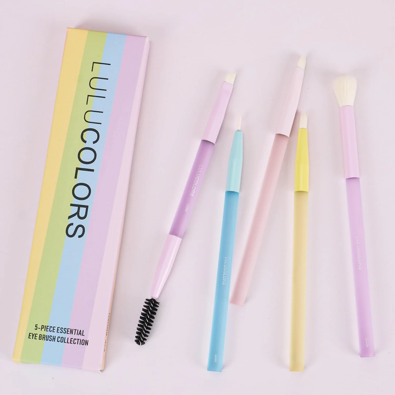 ست براش آرایشی چشم 5 تکه LULUCOLORS - براش های نرم و رنگین کمانی برای ترکیب سایه چشم، جزئیات، کانسیلر و ابرو - دسته های لاستیکی راحت - ایده آل برای مبتدیان و حرفه ای ها ست براش آرایشی چشم 5 تکه LULUCOLORS - براش های نرم و رنگین کمانی برای ترکیب سایه چشم، جزئیات، کانسیلر و ابرو - دسته های لاستیکی راحت - ایده آل برای مبتدیان و حرفه ای ها