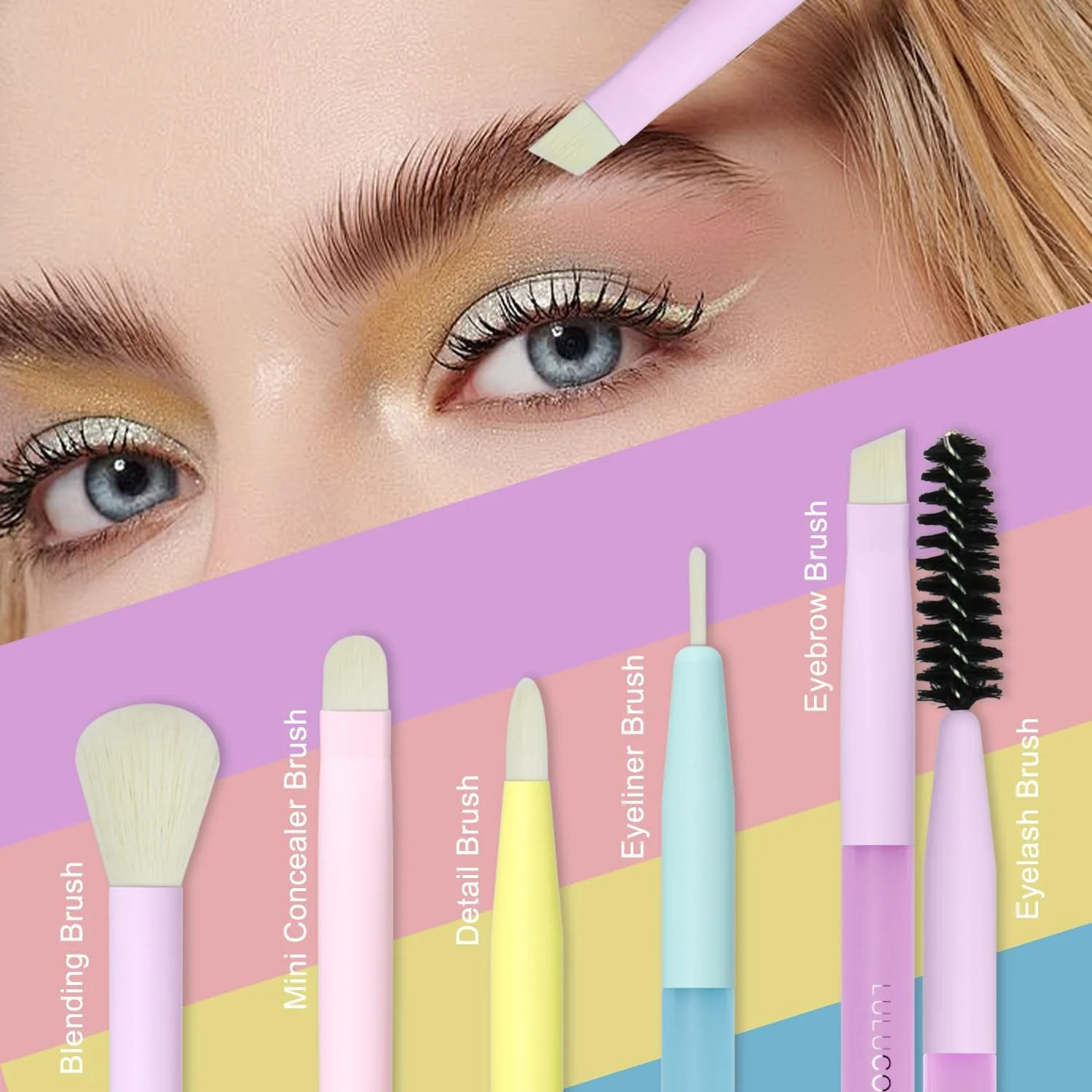 ست براش آرایشی چشم 5 تکه LULUCOLORS - براش های نرم و رنگین کمانی برای ترکیب سایه چشم، جزئیات، کانسیلر و ابرو - دسته های لاستیکی راحت - ایده آل برای مبتدیان و حرفه ای ها ست براش آرایشی چشم 5 تکه LULUCOLORS - براش های نرم و رنگین کمانی برای ترکیب سایه چشم، جزئیات، کانسیلر و ابرو - دسته های لاستیکی راحت - ایده آل برای مبتدیان و حرفه ای ها