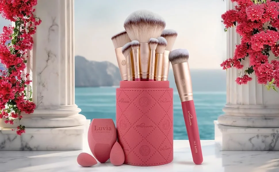 ست براش آرایشی ۱۴ تکه Luvia Cosmetics - ست براش وگان با براش پودر XL، اسفنج و بلندر - ایده آل برای مبتدیان و حرفه ای ها - براش های آرایشی برای آرایش بی نقص ست براش آرایشی ۱۴ تکه Luvia Cosmetics - ست براش وگان با براش پودر XL، اسفنج و بلندر - ایده آل برای مبتدیان و حرفه ای ها - براش های آرایشی برای آرایش بی نقص