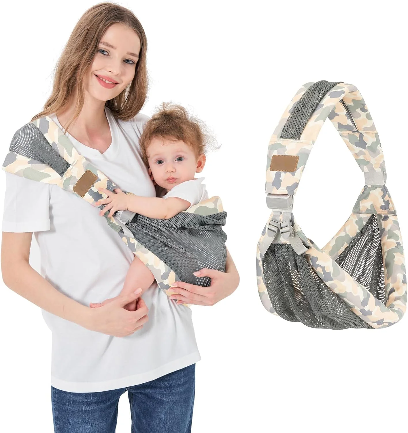 آغوشی نوزاد یک طرفه قابل تنظیم TERRIFI - توری سبک و تنفسی، آغوشی کمری قابل حمل برای نوزادان تا کودکان نوپا 3 تا 18 کیلوگرم - ایده آل برای نوزادان دختر و پسر