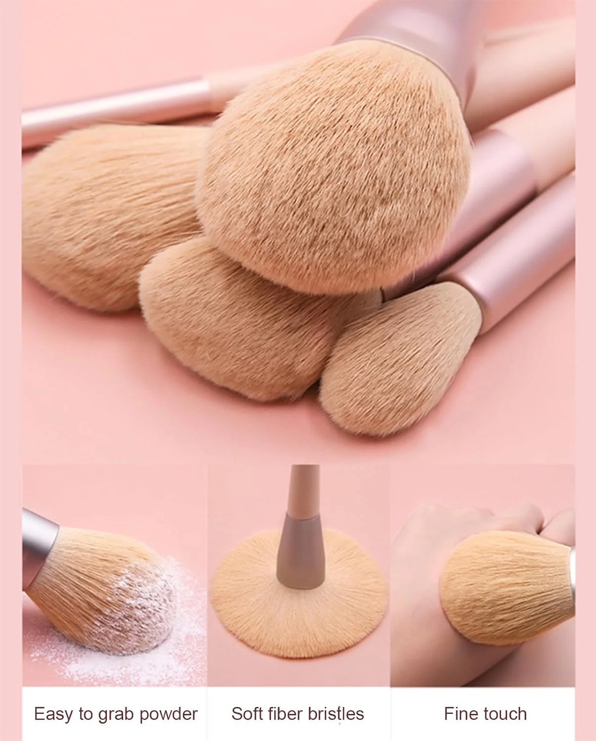 ست برس آرایشی 12 عددی زردآلویی Lucky Interests، ست برس آرایشی حرفه ای، برس های مصنوعی ممتاز برای کرم پودر، ترکیب، پودر، رژگونه، کانسیلر، چشم، کیت برس آرایشی مسافرتی به همراه کیف چرمی PU