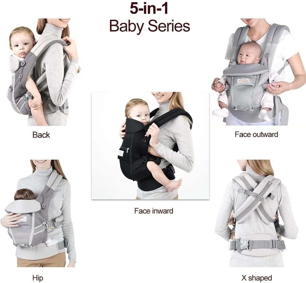 آغوشی توری نسا، مناسب نوزاد تا کودک نوپا، آغوشی شیک برای حمل رو به داخل و رو به بیرون، حمل در جلو و پشت، برای نوزادان و کودکان نوپا با وزن 3 تا 20 کیلوگرم (مشکی)