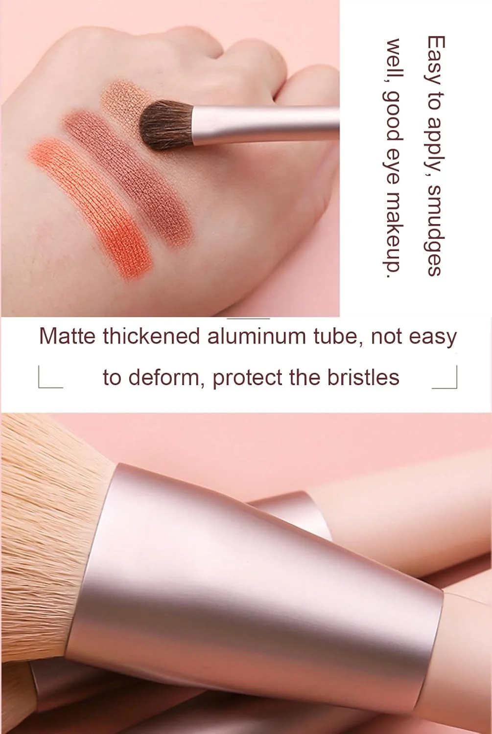 ست برس آرایشی 12 عددی زردآلویی Lucky Interests، ست برس آرایشی حرفه ای، برس های مصنوعی ممتاز برای کرم پودر، ترکیب، پودر، رژگونه، کانسیلر، چشم، کیت برس آرایشی مسافرتی به همراه کیف چرمی PU