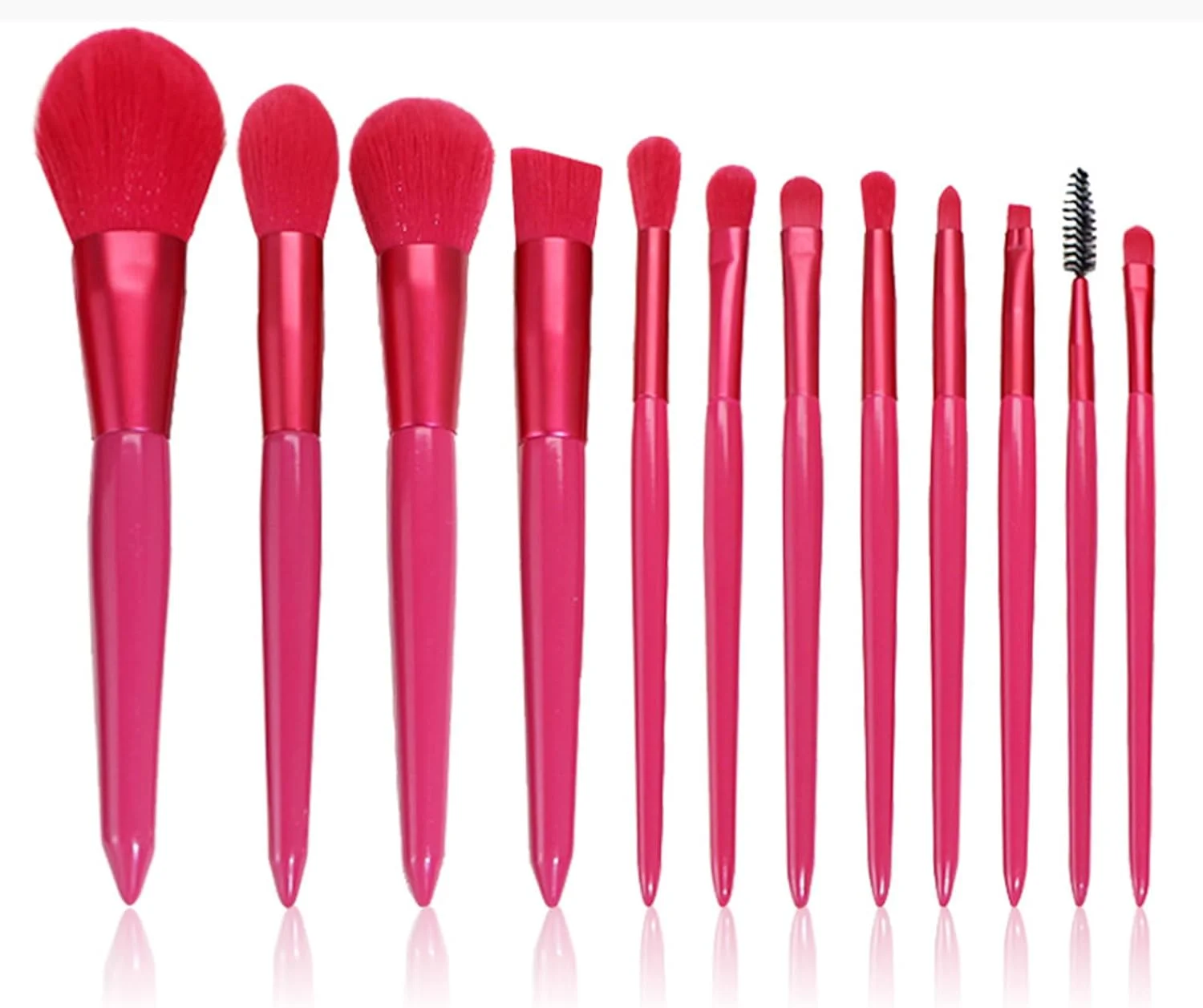 ست برس آرایشی 12 عددی رز قرمز Lucky Interests، شامل برس بزرگ پودر، برس تخت کرم پودر، برس ترکیب کننده، برس رژگونه، برس صورت، کانسیلرها، برس کانتور، برس سایه چشم، برس لب، کیت برس آرایشی حرفه ای