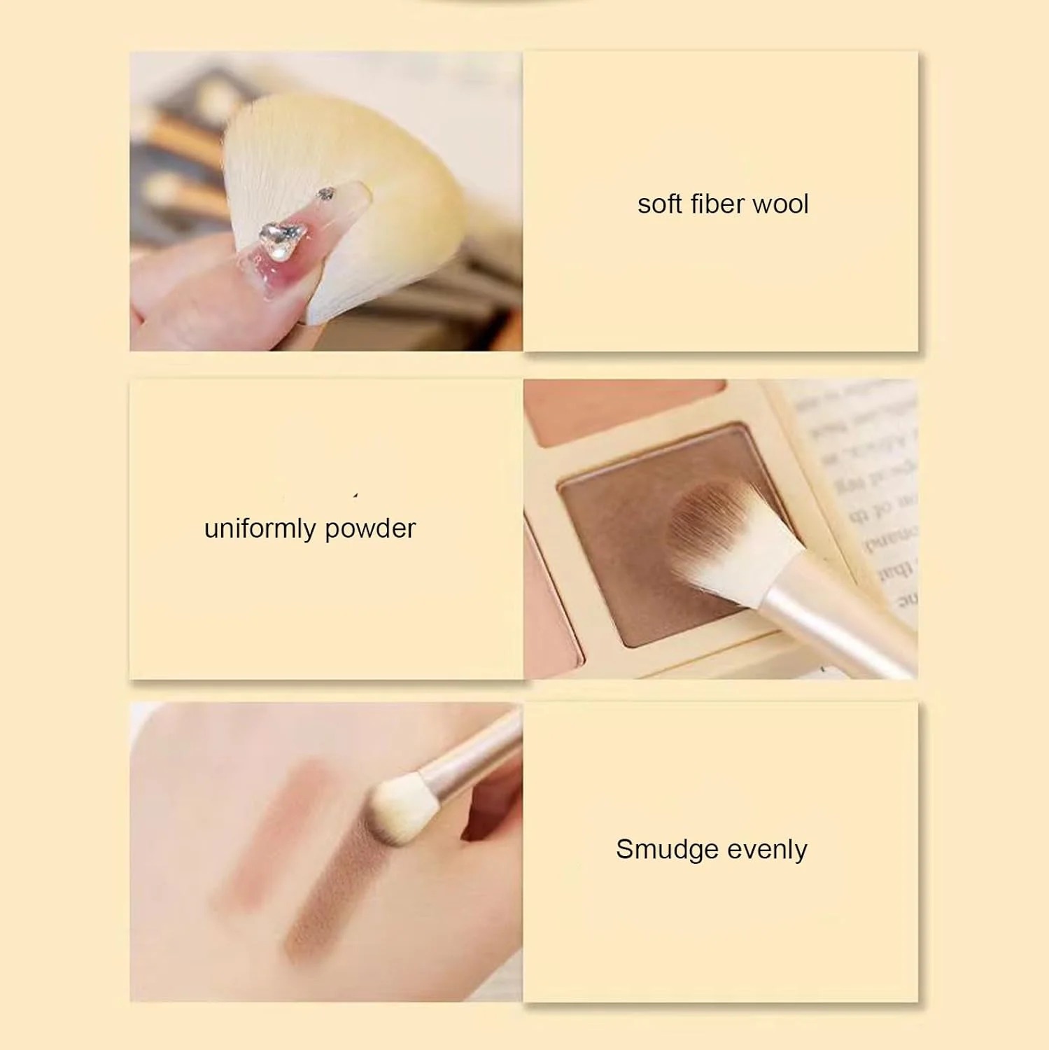 ست برس آرایشی مسافرتی 2 عددی Lucky Interests با آینه، کیت برس مینی 5 تکه، برس های آرایشی ضروری برای کرم پودر، کانسیلر، سایه چشم با کیف (زردآلویی)