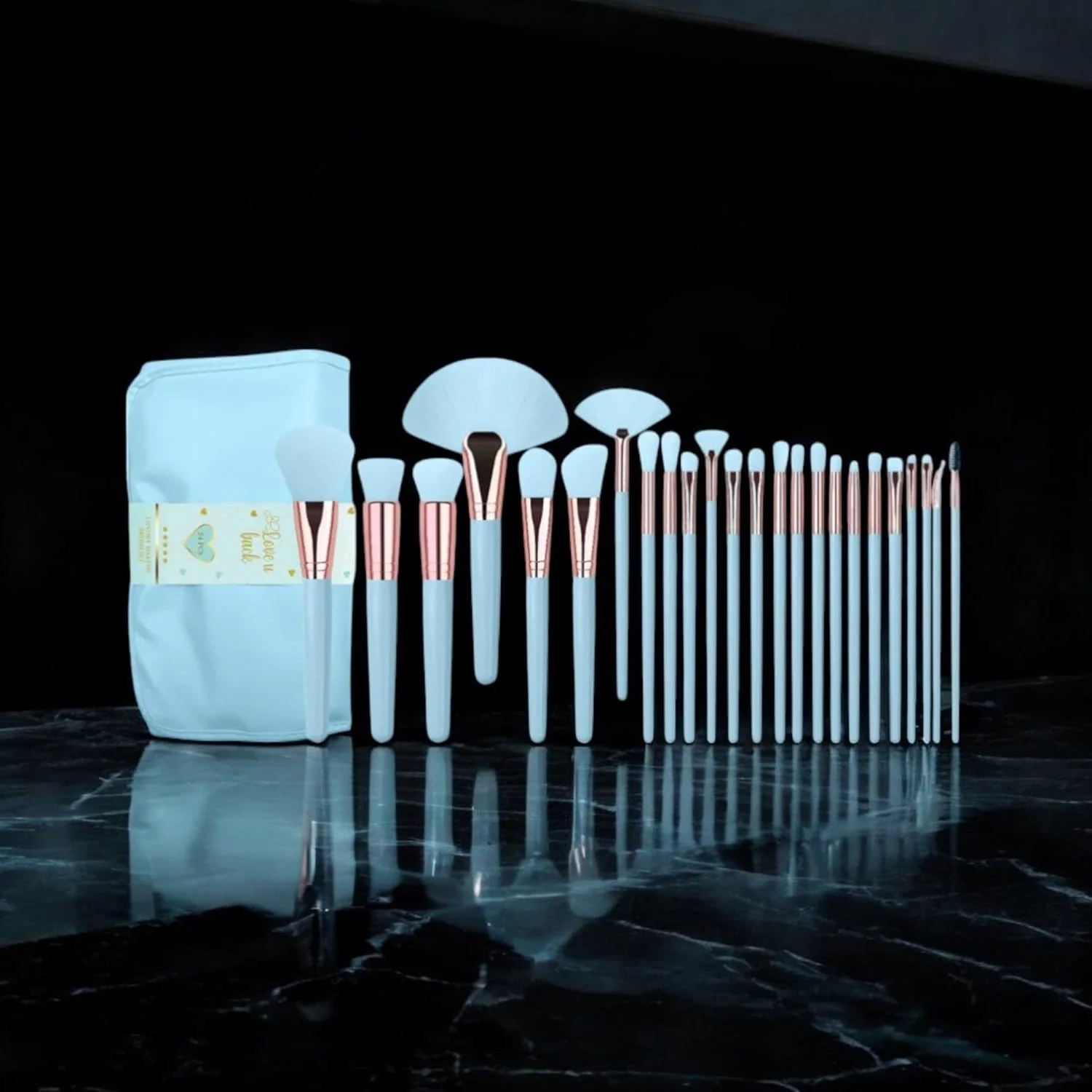 ست براش آرایشی 24 تکه Love U Back | لوازم آرایشی C.LUX | موهای فوق العاده نرم و بدون تست حیوانی | ست کامل صورت و چشم | شامل کیف مسافرتی