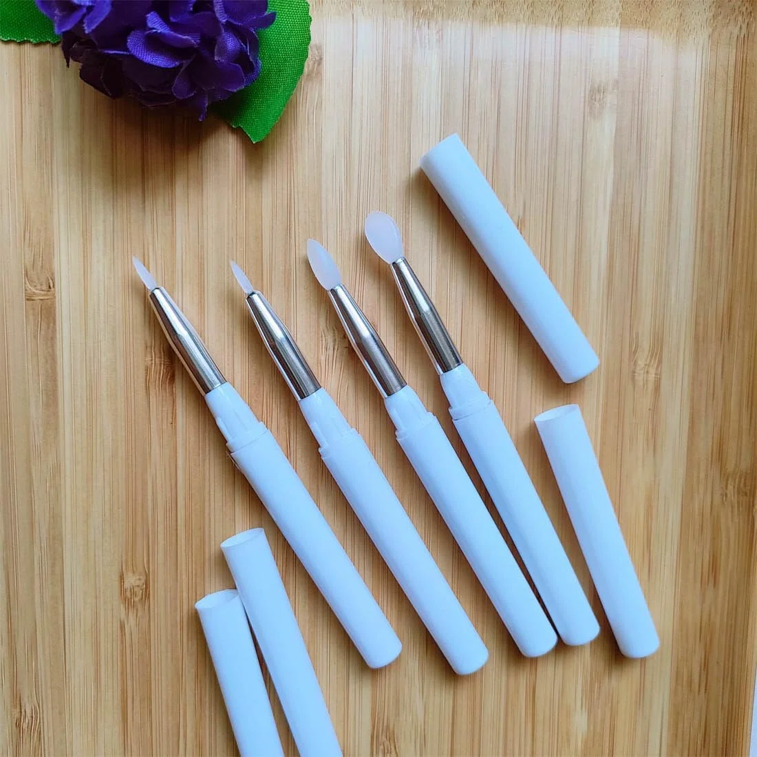 LORMAY 4 Pcs Double Sided Silicone Makeup Brushes for Eyeliner, Eyeshadow, and Lip Mask