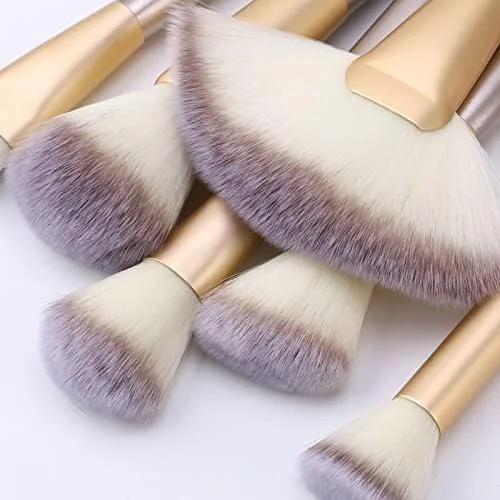 ست برس آرایشی لینجولی، 24 تکه برس آرایشی حرفه ای نرم برای کرم پودر، رژگونه، خط چشم به همراه کیف لوازم آرایشی