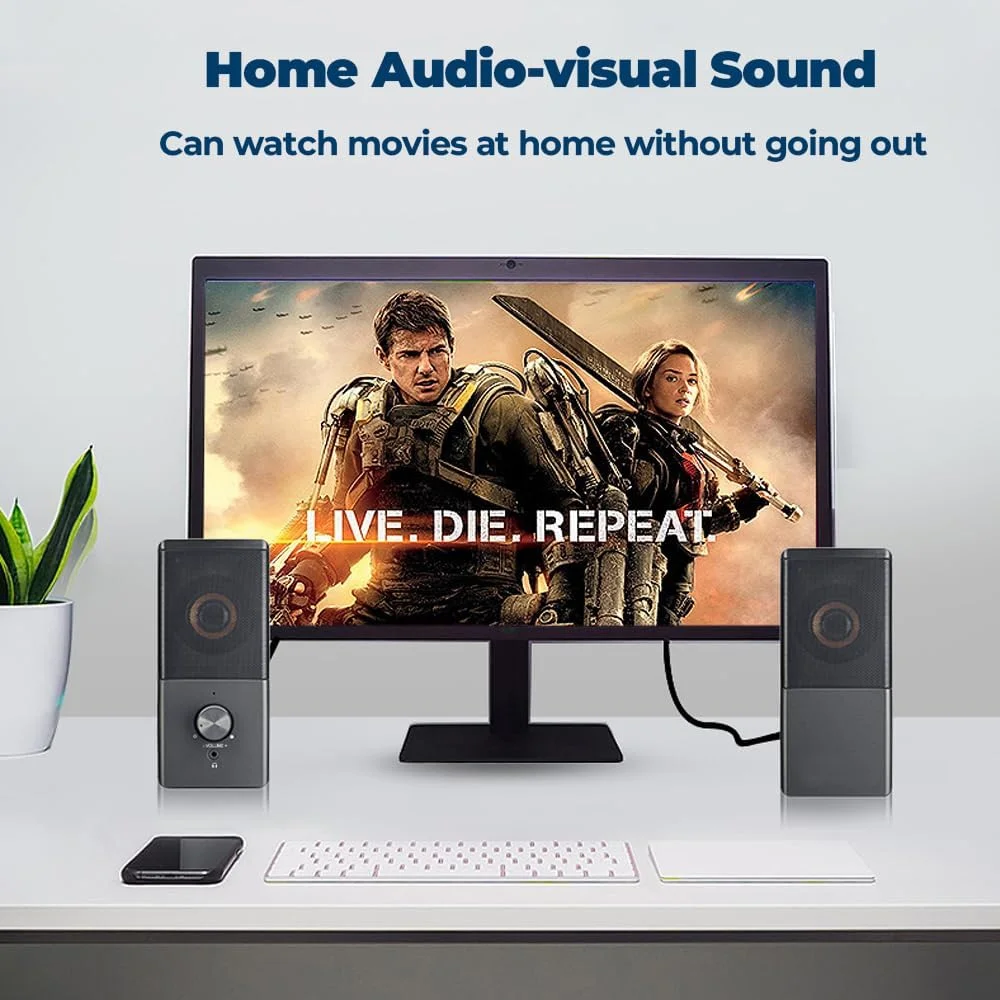 اسپیکر کامپیوتر ROSON، اسپیکر سایز کوچک با جک هدفون، تقویت باس و کنترل صدا، استریو 2.0 USB با توان 3.5 میلیمتری Aux بلندگوهای چندرسانهای برای لپتاپ/رومیزی/تبلت/تلفن اسپیکر کامپیوتر ROSON، اسپیکر سایز کوچک با جک هدفون، تقویت باس و کنترل صدا، استریو 2.0 USB با توان 3.5 میلیمتری Aux بلندگوهای چندرسانهای برای لپتاپ/رومیزی/تبلت/تلفن