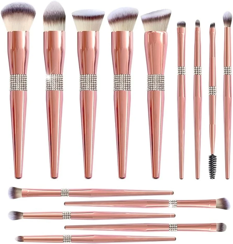 مجموعه برس آرایشی Linjolly، برس های آرایشی حرفه ای با دسته نگین دار الماس و موهای لطیف، ابزار آرایش صورت و محصولات آرایشی مجموعه برس آرایشی Linjolly، برس های آرایشی حرفه ای با دسته نگین دار الماس و موهای لطیف، ابزار آرایش صورت و محصولات آرایشی