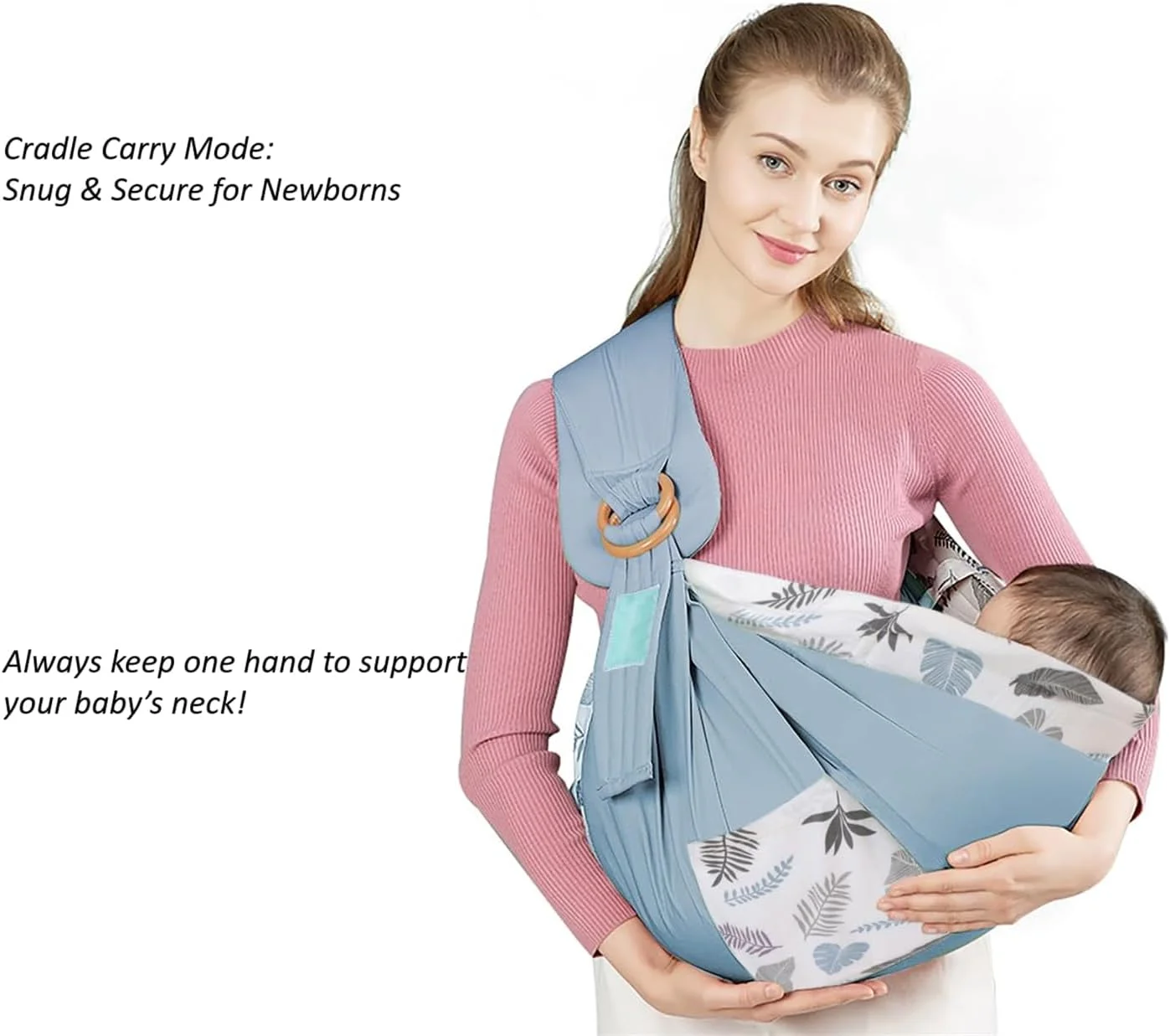 آغوشی اسلینگ نوزاد MOTIM، آغوشی یک طرفه برای کودک نوپا، آغوشی نخی طبیعی نگهدارنده نوزاد، بسیار راحت با حلقه های محکم برای نوزاد تا کودک نوپا تا 15 کیلوگرم