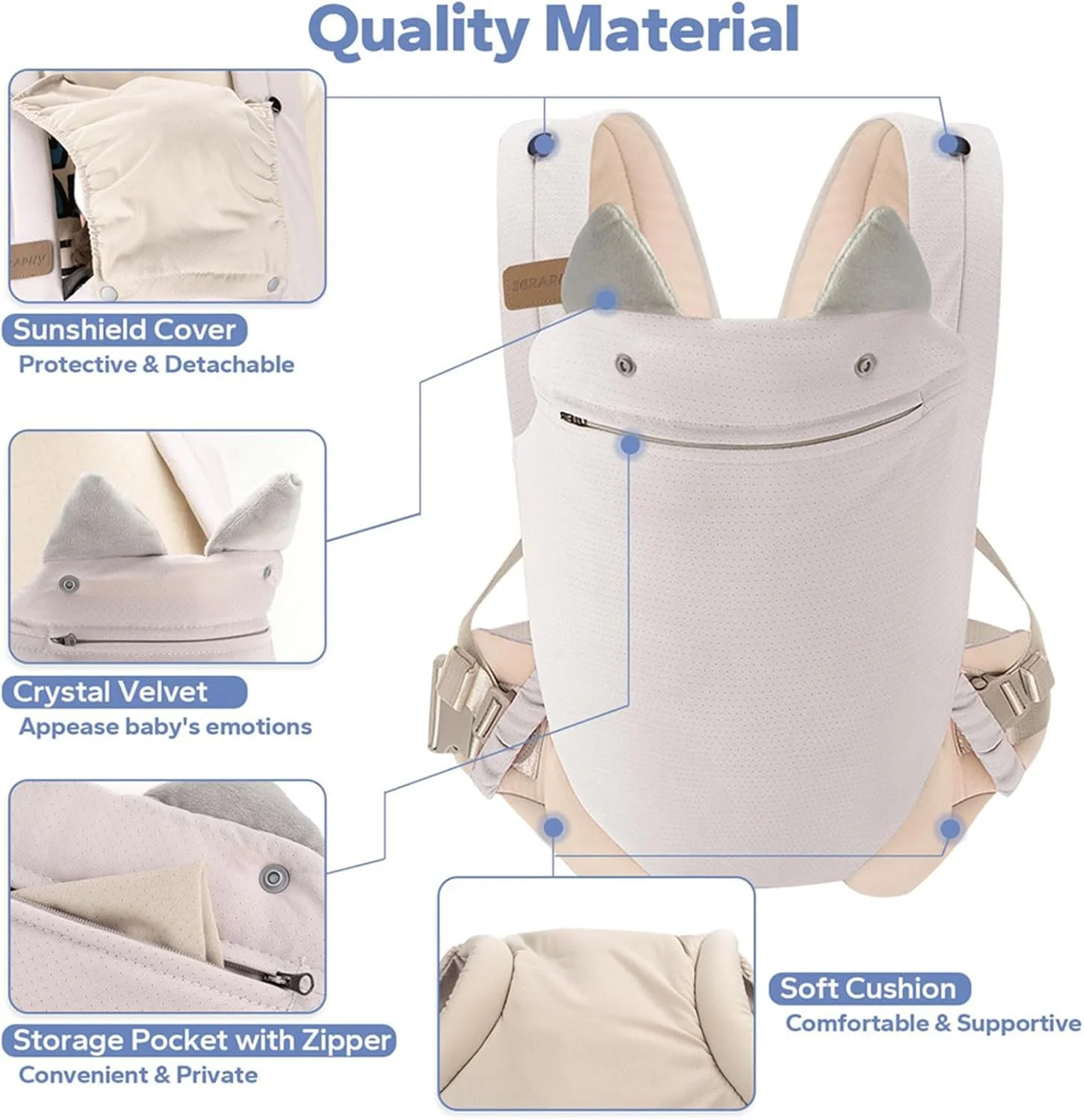 آغوشی کودک MOTIM، نگهدارنده نوزاد، کوله پشتی پیاده روی برای کودکان نوپا، نگهدارنده قابل تنظیم، کیف آغوشی قابل حمل و تنفسی جلو و عقب برای نوزادان، کودکان نوپا، پسران و دختران (خاکستری)