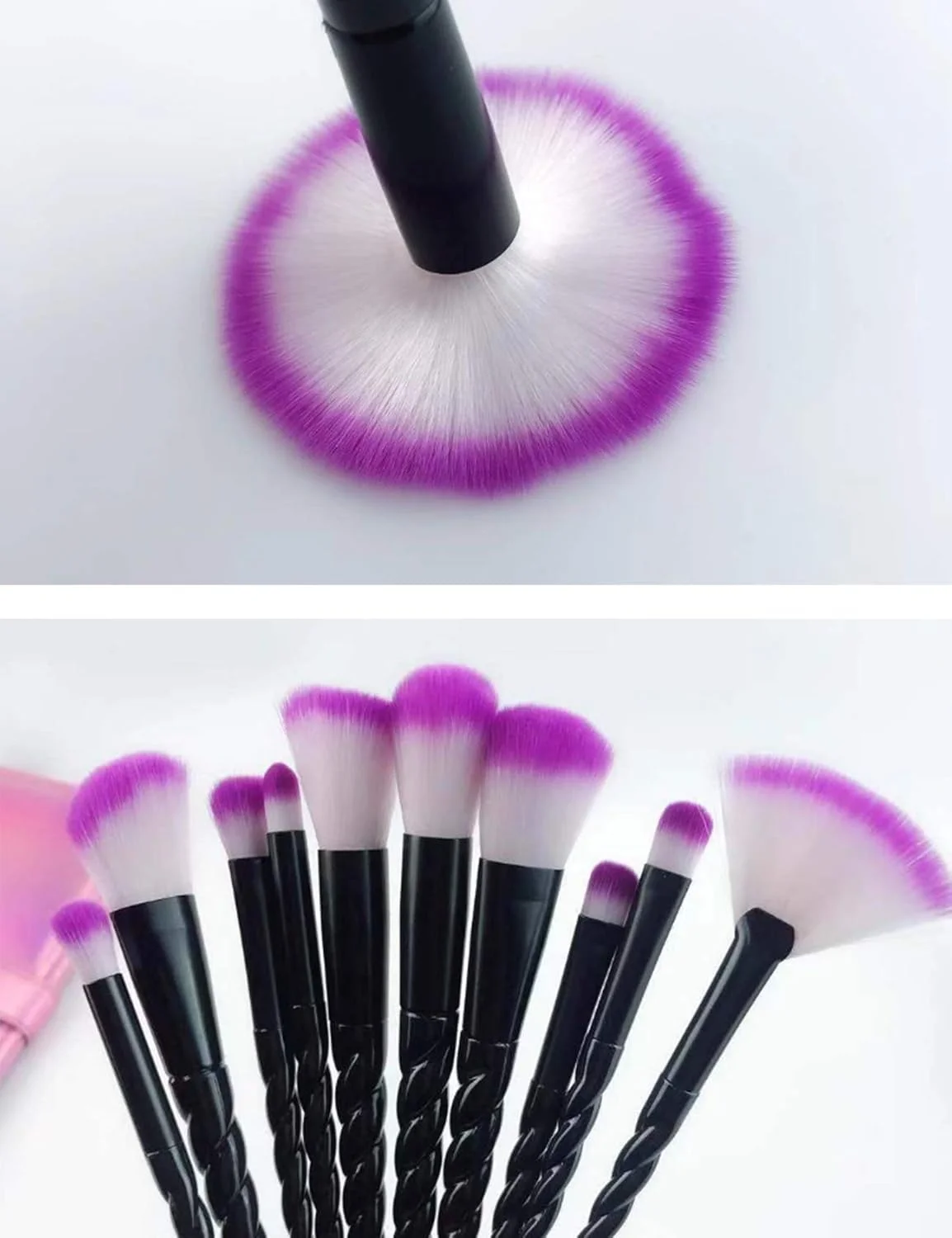 لتوج دبستانی تک شاخ 10 تکه ست برس آرایشی سایه چشم و رژگونه با کیف صورتی لتوج دبستانی تک شاخ 10 تکه ست برس آرایشی سایه چشم و رژگونه با کیف صورتی