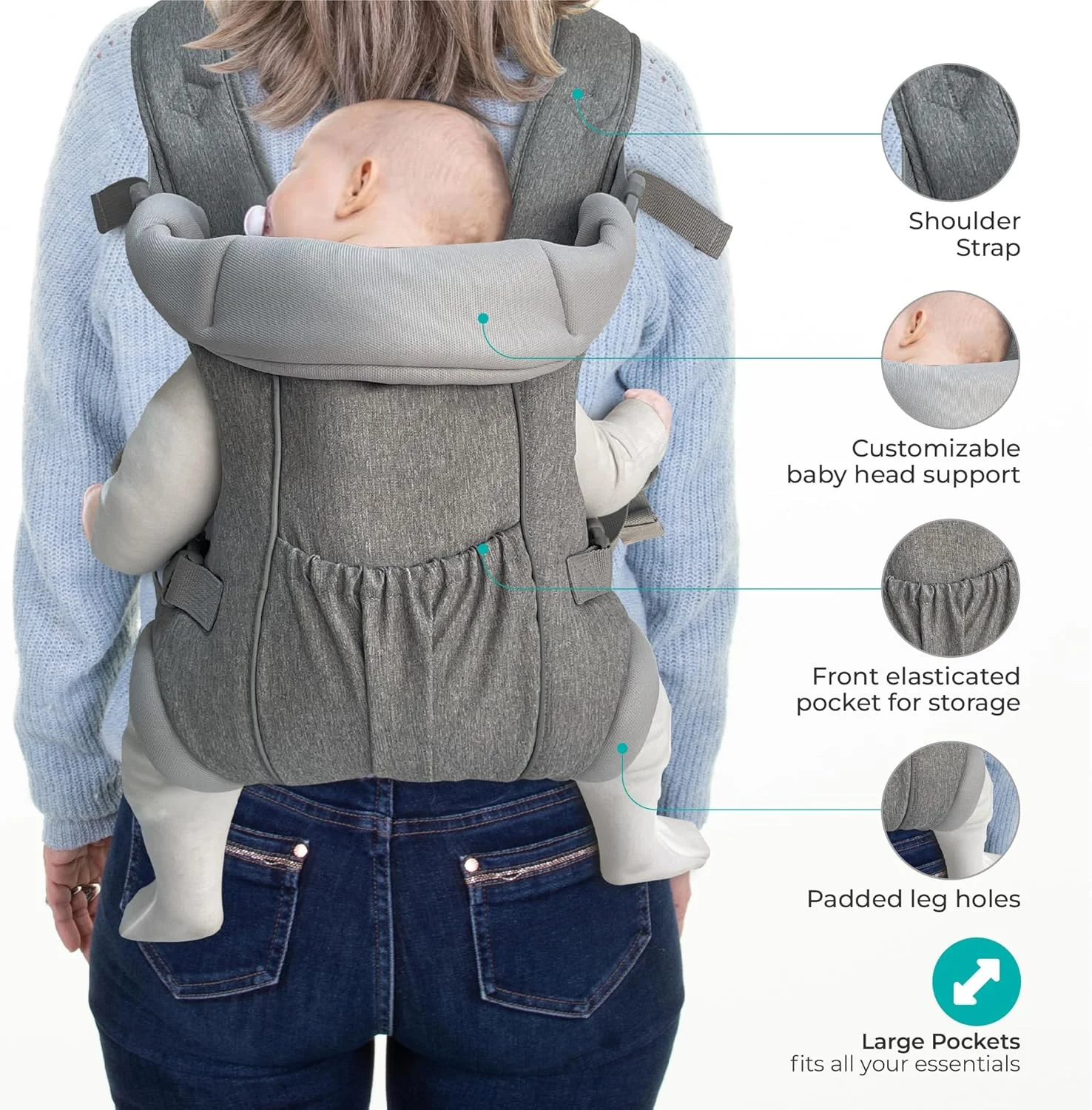 آغوشی دو طرفه کودک مون برند KaryGo - سبک، ارگونومیک، طراحی قابل تبدیل با پشتیبانی سر پد دار و بند های قابل تنظیم - مناسب برای وزن 3.6 تا 15 کیلوگرم - خاکستری آغوشی دو طرفه کودک مون برند KaryGo - سبک، ارگونومیک، طراحی قابل تبدیل با پشتیبانی سر پد دار و بند های قابل تنظیم - مناسب برای وزن 3.6 تا 15 کیلوگرم - خاکستری