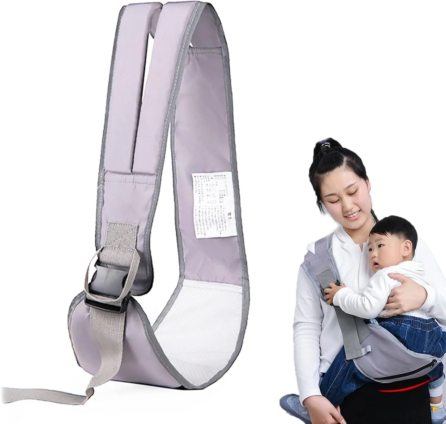 آغوشی نوزاد قابل حمل Mivofun، ارگونومیک، قابل تنظیم، دارای بندهای شانه ای پهن و جداگانه، آغوشی نرم و تنفسی برای نوزادان و کودکان نوپا تا وزن 25 کیلوگرم، 5 تا 42 ماهگی (خاکستری)