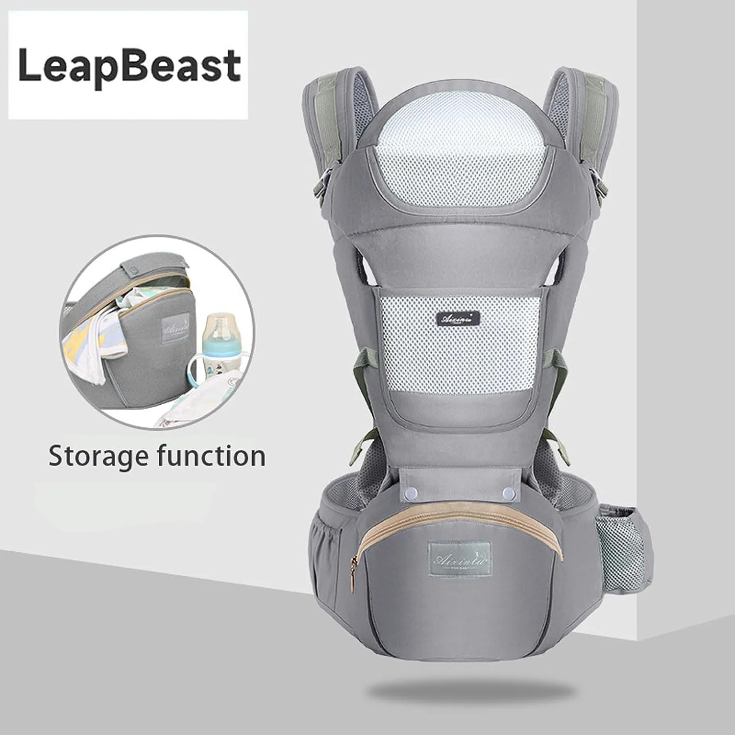 آغوشی نوزاد OYDAS، نگهدارنده نوزاد، صندلی کمری نوزاد، آغوشی همه کاره، پنبه ای، سبک و قابل تنفس، آغوشی قابل تنظیم، ارگونومیک، مناسب برای نوزادان تازه متولد شده و نوزادان بزرگتر (خاکستری-1)