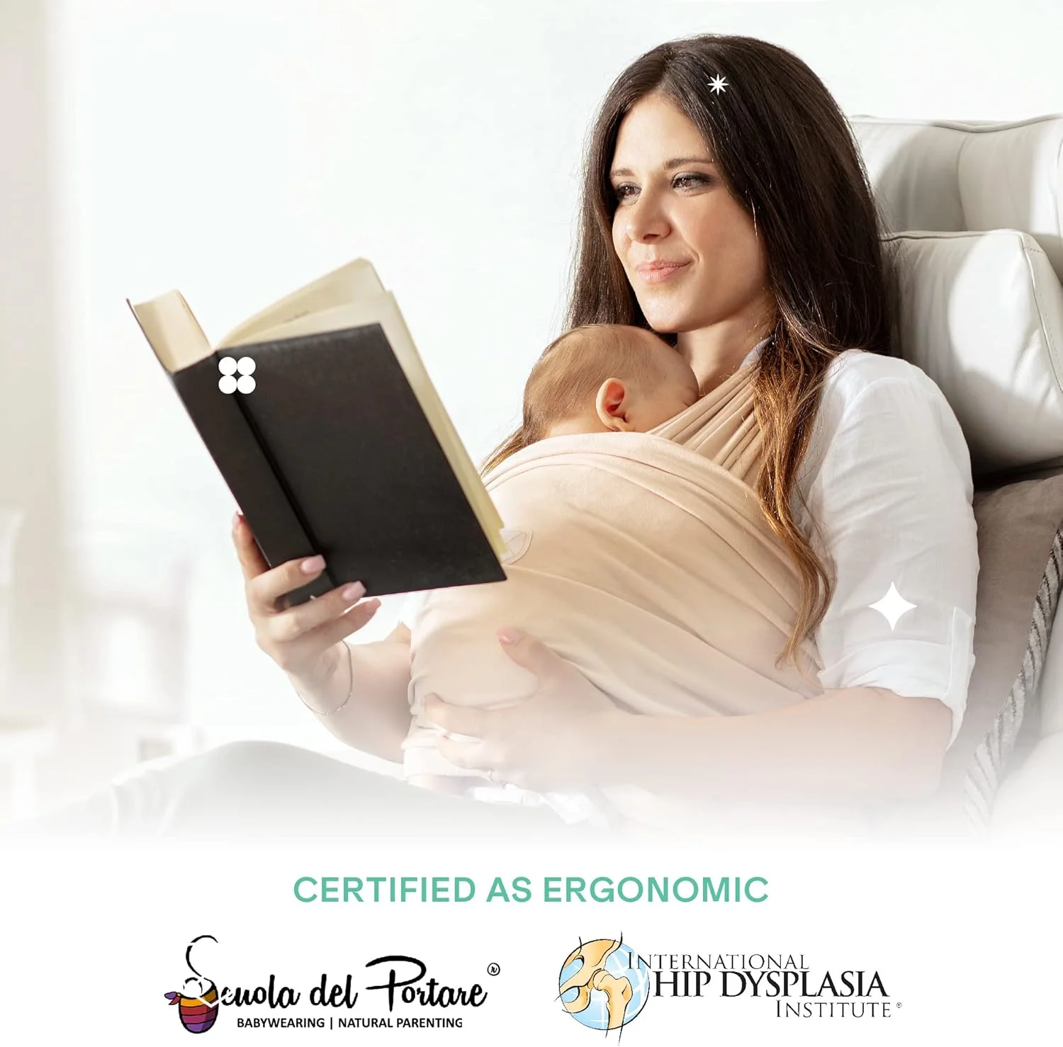 هدبند آغوشی نوزاد کوالا بیبی کر - آسان ترین روش استفاده - بند الاستیک کودک تا 10 کیلوگرم (تایید شده تا 15 کیلوگرم) - به راحتی قابل تنظیم و مناسب برای همه - صورتی