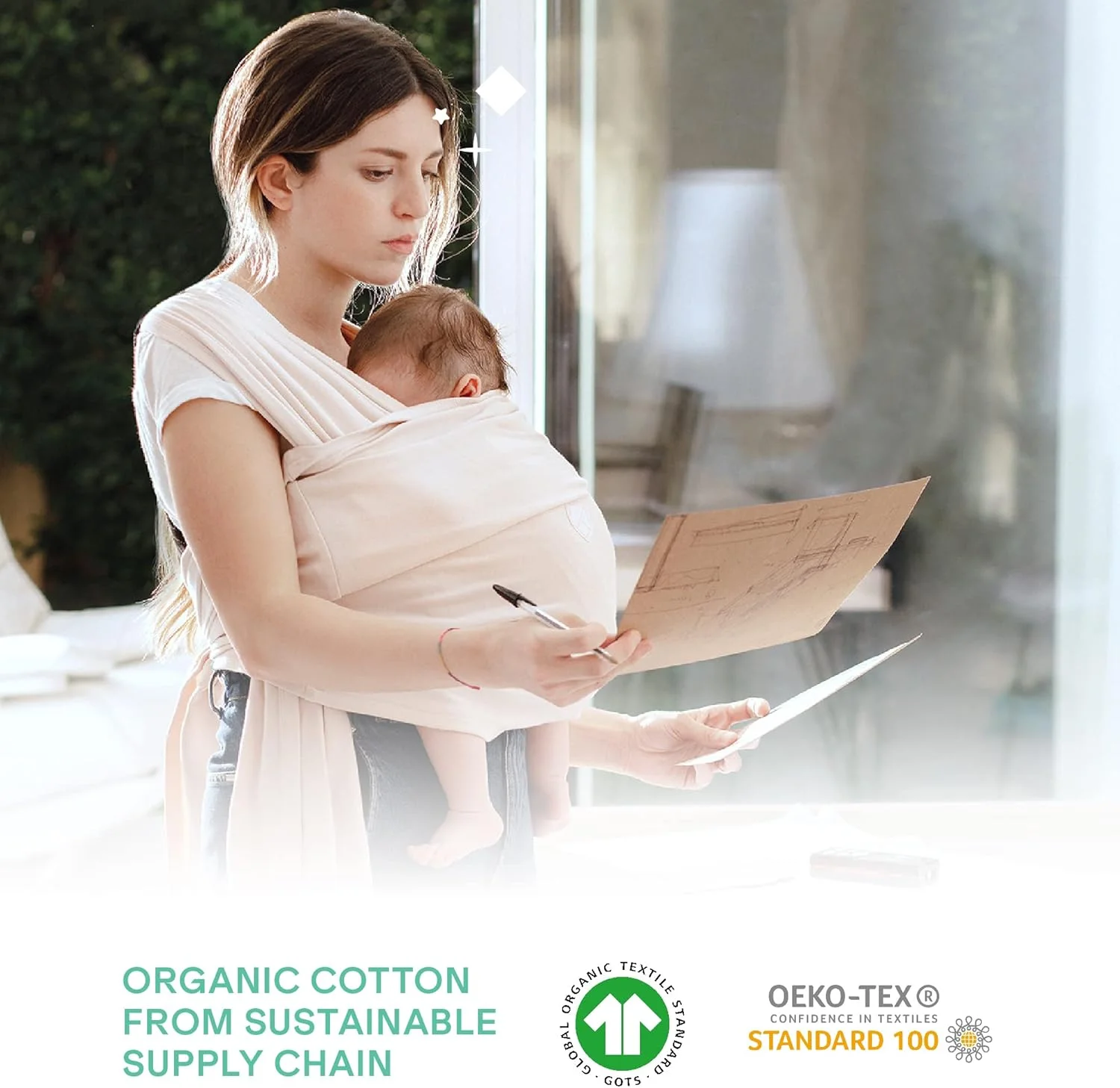 هدبند آغوشی نوزاد کوالا بیبی کر - آسان ترین روش استفاده - بند الاستیک کودک تا 10 کیلوگرم (تایید شده تا 15 کیلوگرم) - به راحتی قابل تنظیم و مناسب برای همه - صورتی