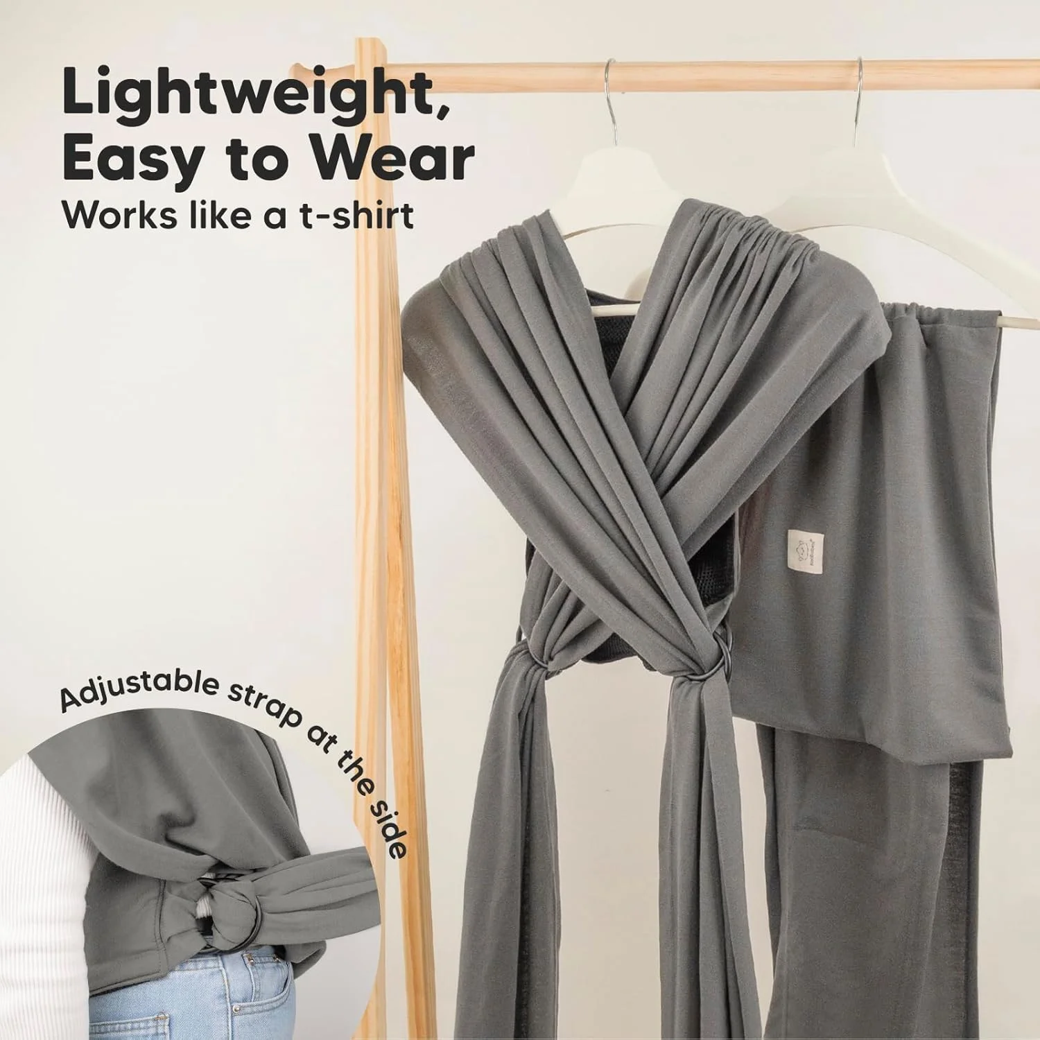 آغوشی نوزاد کیبابیز مدل D-Lite - آغوشی آسان پوش، قابل تنظیم از نوزادی تا نوپایی، نگهدارنده آغوشی حلقه ای (گرافیت)