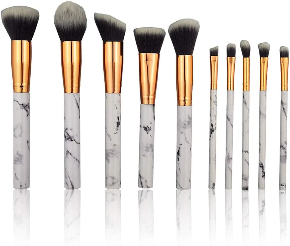 ست برس آرایشی کواندار ام ایکس با طرح مرمر، برس های آرایشی ممتاز مصنوعی برای کرم پودر، سایه چشم، کانتور و صورت، مناسب دختران (سفید مرمری) قابل حمل ست برس آرایشی کواندار ام ایکس با طرح مرمر، برس های آرایشی ممتاز مصنوعی برای کرم پودر، سایه چشم، کانتور و صورت، مناسب دختران (سفید مرمری) قابل حمل