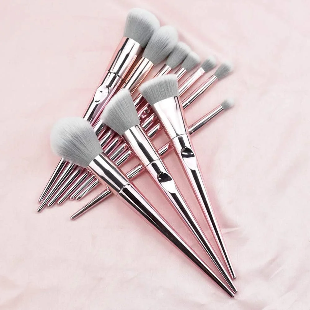 ست برس آرایشی کواندرمکس، مجموعه 10 عددی برس آرایشی ممتاز مصنوعی برای کرم پودر، رژگونه، کانسیلر، ترکیب، پودر، مایع، قابل حمل