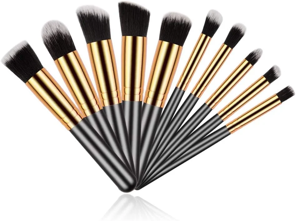 ست برس آرایشی خِنی، ابزار حرفه ای شامل برس های کرم پودر، خط چشم و سایه چشم (مشکی) به همراه برس کرم پودر مشکی