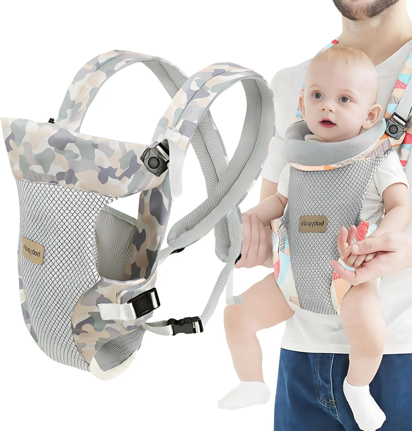 آغوشی نوزاد جورونب، آغوشی قابل تنظیم با پشتیبانی کمری، آغوشی کودک تنفسی و مناسب برای تمام حالات نوزاد و کودک نوپا، آغوشی نوزاد سبک و راحت برای 3 تا 20 کیلوگرم (رنگی)