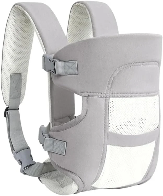 آغوشی نوزاد JZS، آغوشی توری هوا با قابلیت تنفس 4 در 1 برای نوزادان 0-36 ماهه، صندلی کمری آغوشی نوزاد برای تمام فصول، برای نوزادان دختر و پسر (خاکستری)