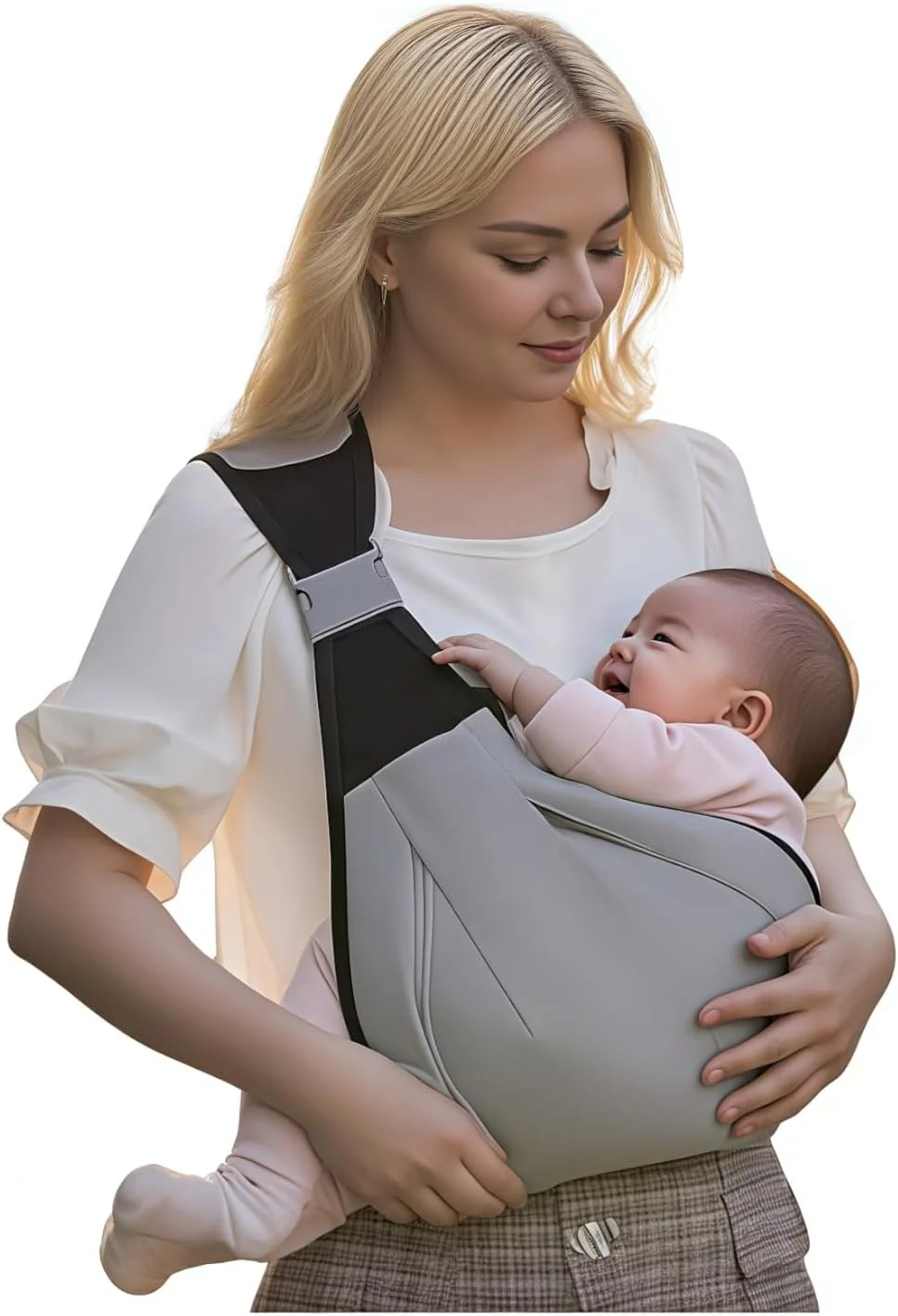 آغوشی نوزاد JASORA، آغوشی نوزاد از بدو تولد، آغوشی نرم و قابل حمل، بند ضربدری قابل تنظیم با بندهای ضخیم و پهن شده با قابلیت خشک شدن سریع برای نوزادان 0-24 ماهه برای گردش های روزانه و مسافرت.
