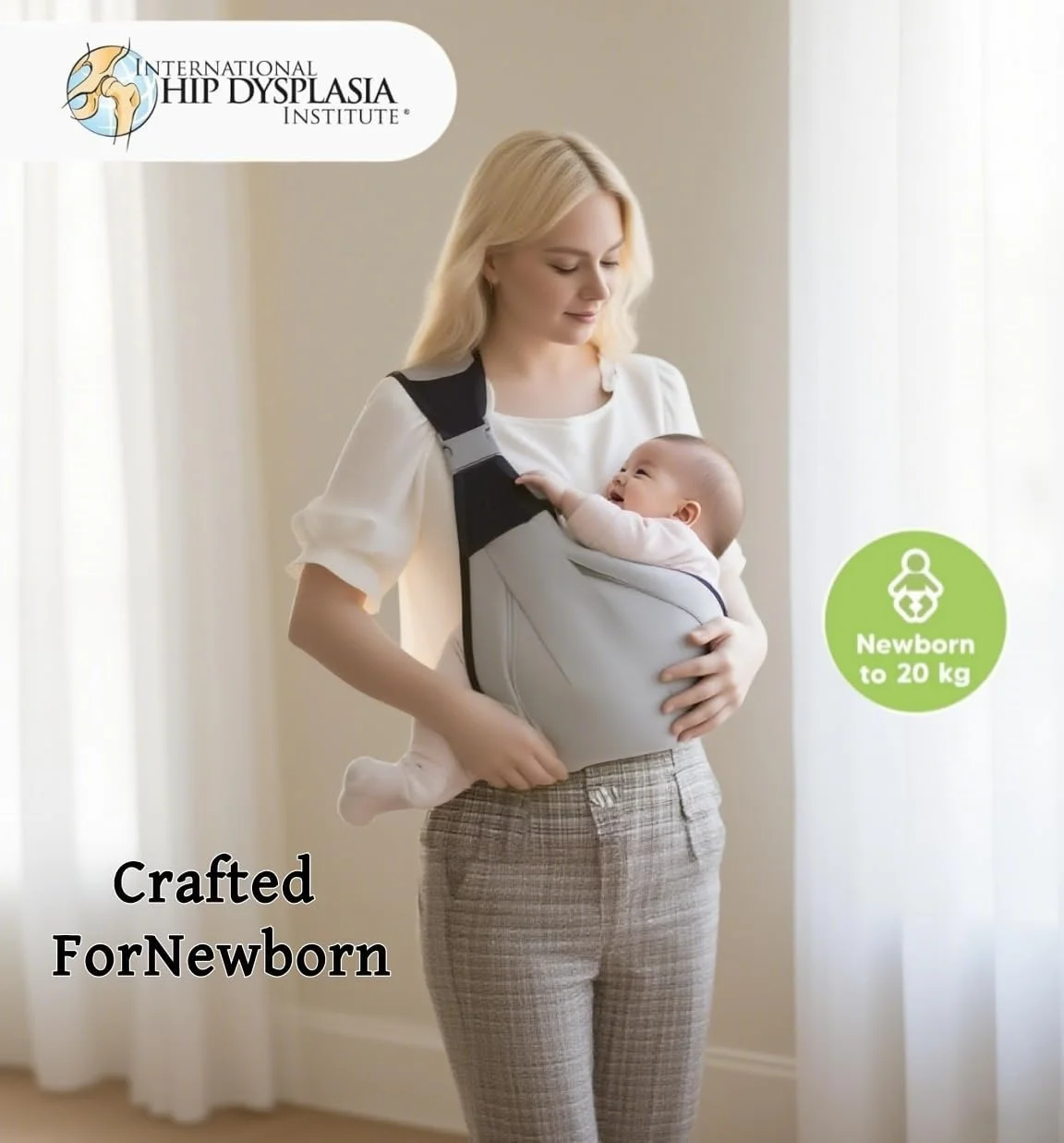 آغوشی نوزاد JASORA، آغوشی نوزاد از بدو تولد، آغوشی نرم و قابل حمل، بند ضربدری قابل تنظیم با بندهای ضخیم و پهن شده با قابلیت خشک شدن سریع برای نوزادان 0-24 ماهه برای گردش های روزانه و مسافرت.
