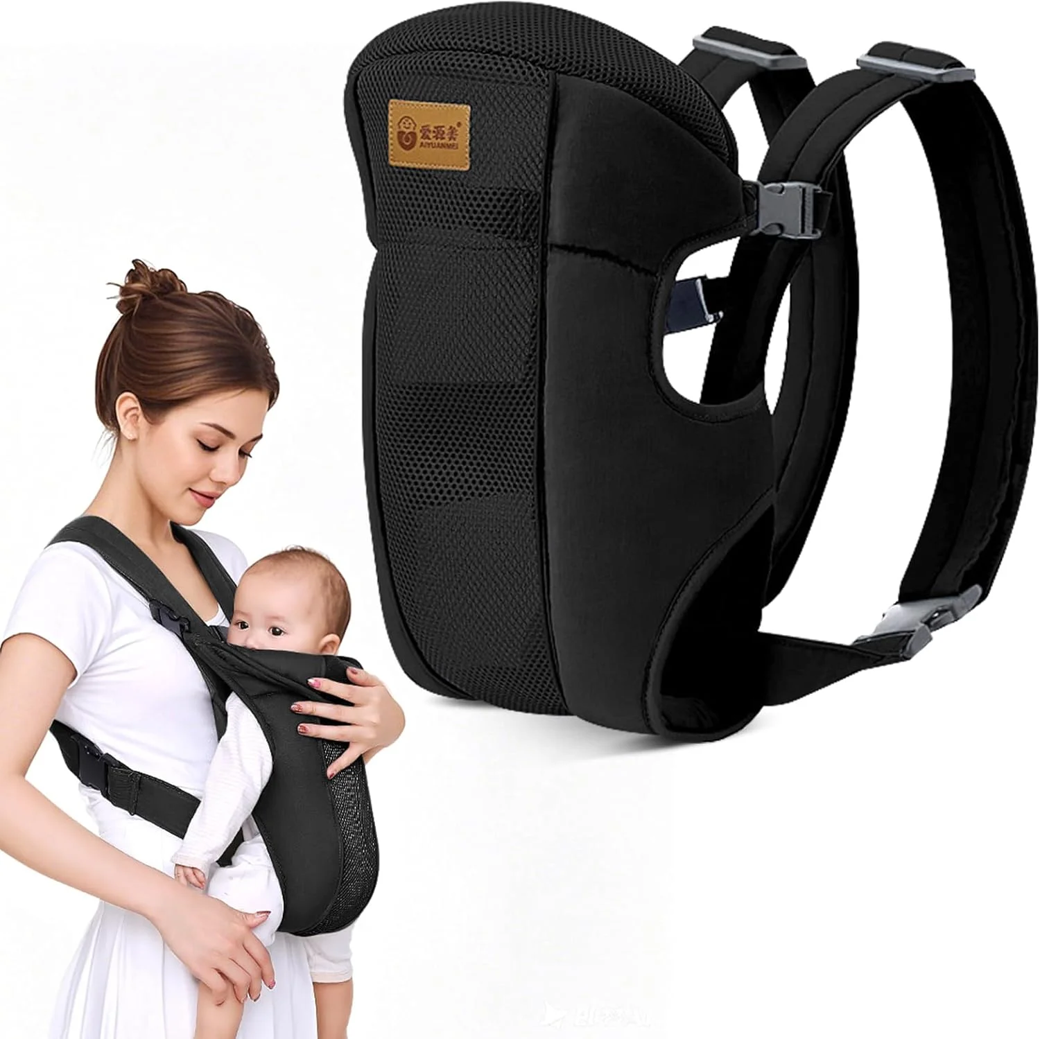 آغوشی نوزاد هومارکت مناسب نوزاد تا نوپا، آغوشی نرم و راحت، حالت نشستن M شکل (مشکی)