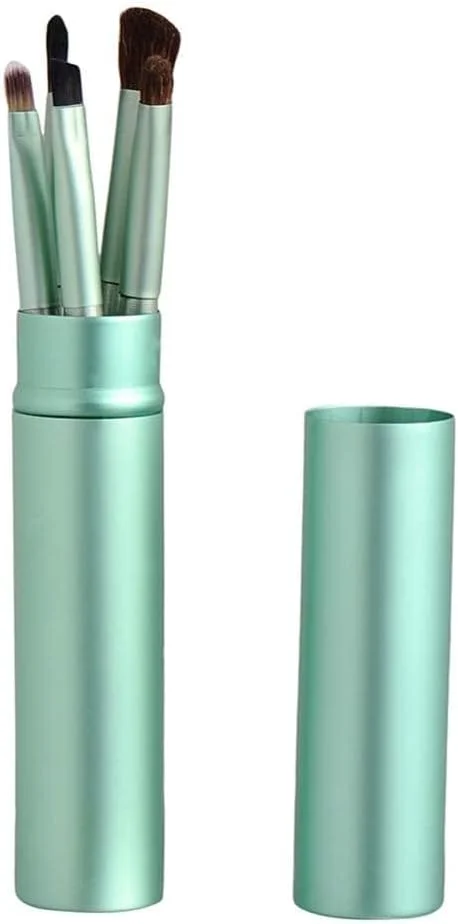 ست برس آرایشی چشم مسافرتی کوچک خزنا، شامل برس سایه چشم، خط چشم، ابرو و لب، ابزار آرایشی، برس آرایشی چشم با کیفیت، برس خط چشم، برس زاویه دار (سبز، 5 عدد در هر ست)