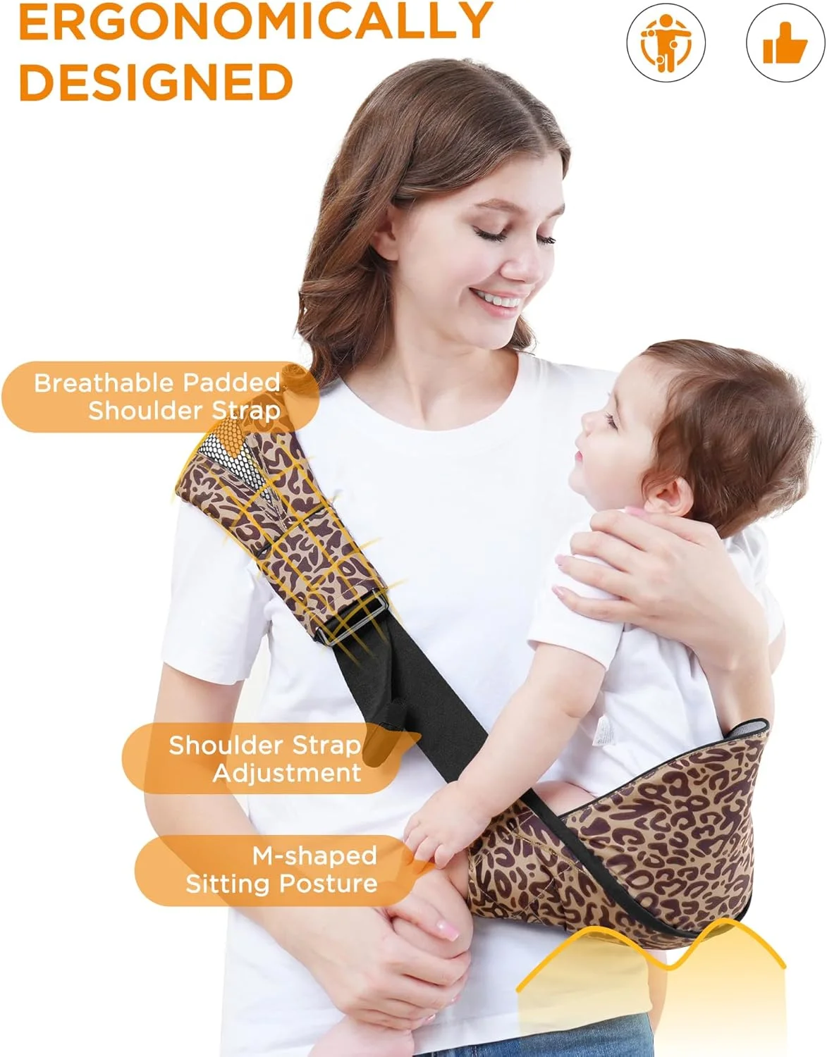 آغوشی کودک گاگاکو با صندلی کمری ضد لغزش، مناسب برای کودکان نوپا از 6 ماهگی (طرح پلنگی)