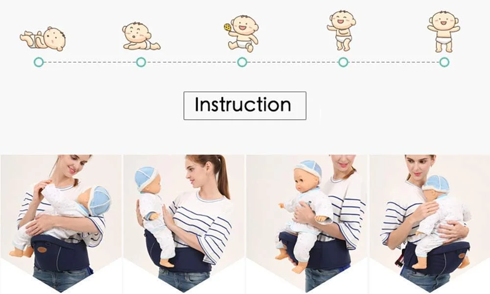 ENHU Baby Carrier with Waist Stool, Hip Seat for Breastfeeding, Safety Hip Seat, Mom's Choice, One Size Fits All 3-36 Month Newborn, Infant & Toddler