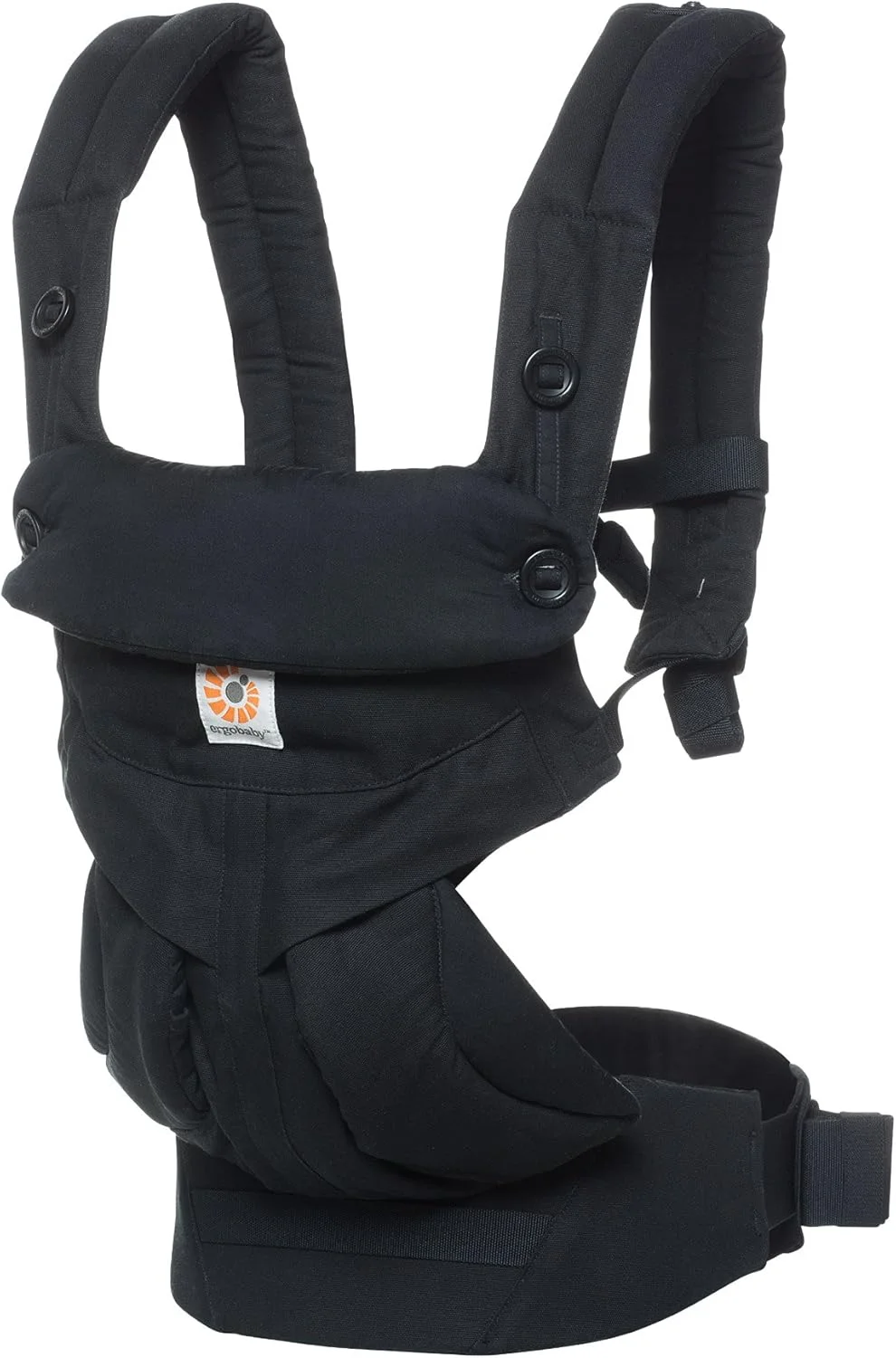 کودک‌بر ارگوبِیبی، مدل 360 نخی با 4 حالت مختلف برای نوزاد تا کودک نوپا (0 تا 3 سال)، کودک‌بر و کوله‌پشتی ارگونومیک، مشکی خالص