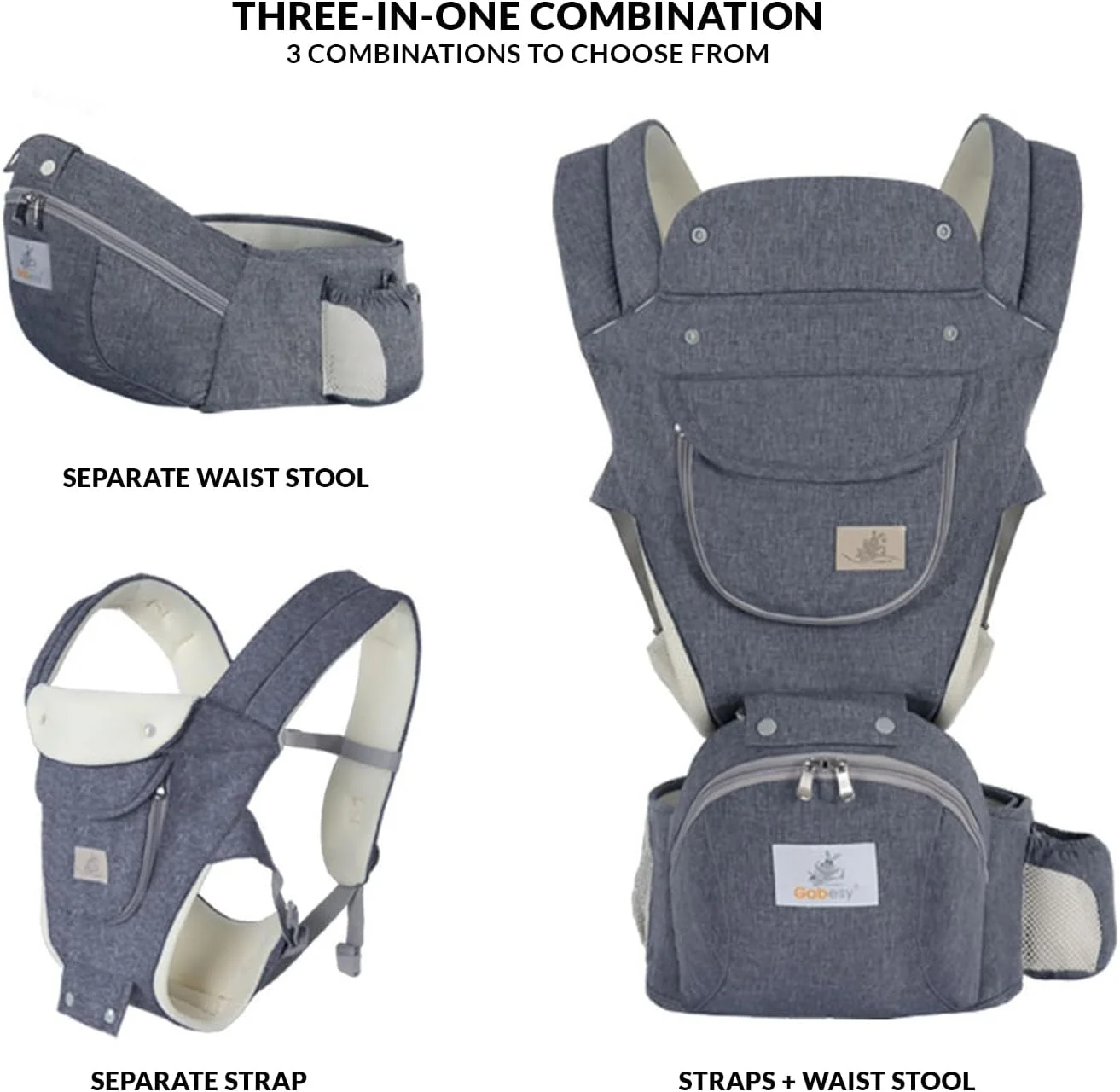 EOPTIFY 6 in 1 (Grey) Baby Carrier Hip Seat For Newborn Baby, Suitable For 0 to 36 Months Baby, Baby Waist Carrier For Walking, Shopping, Trip And Hiking, Infant Backpack Carrier With Hip Seat EOPTIFY 6 in 1 (Grey) Baby Carrier Hip Seat For Newborn Baby, Suitable For 0 to 36 Months Baby, Baby Waist Carrier For Walking, Shopping, Trip And Hiking, Infant Backpack Carrier With Hip Seat
