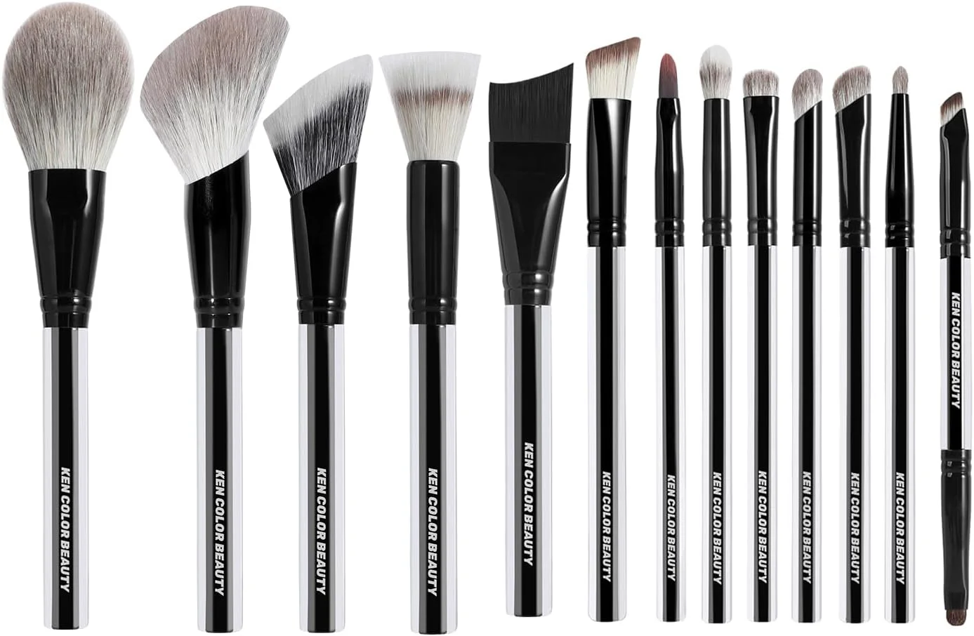 ست برس آرایشی ۱۳ تکه ممتاز کنکالر به همراه کیف مسافرتی چرمی PU - دسته اکریلیک با کیفیت، موهای نرم مصنوعی و طبیعی، متراکم و غیر جاذب، برای استفاده بی نقص