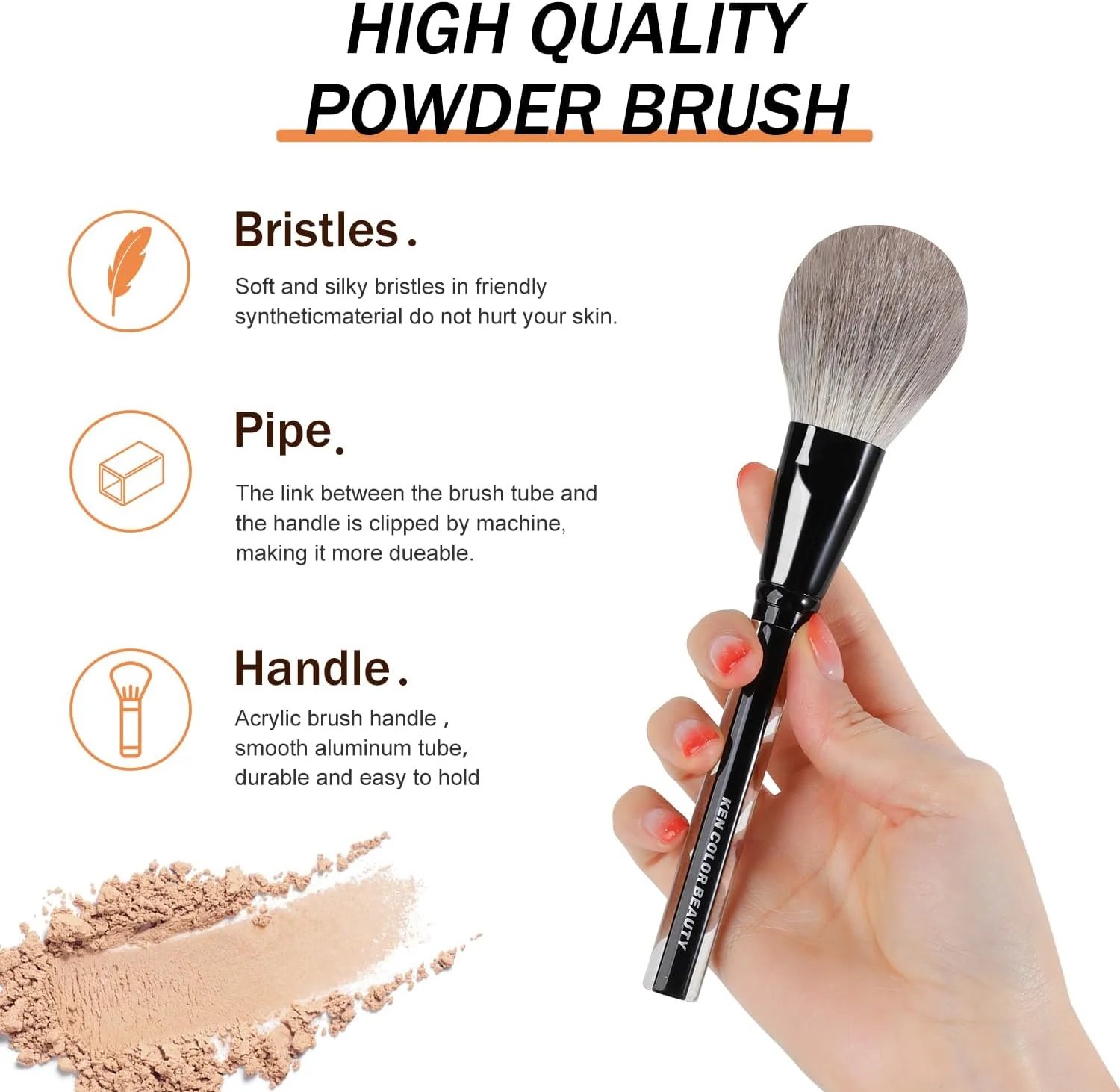 ست برس آرایشی ۱۳ تکه ممتاز کنکالر به همراه کیف مسافرتی چرمی PU - دسته اکریلیک با کیفیت، موهای نرم مصنوعی و طبیعی، متراکم و غیر جاذب، برای استفاده بی نقص