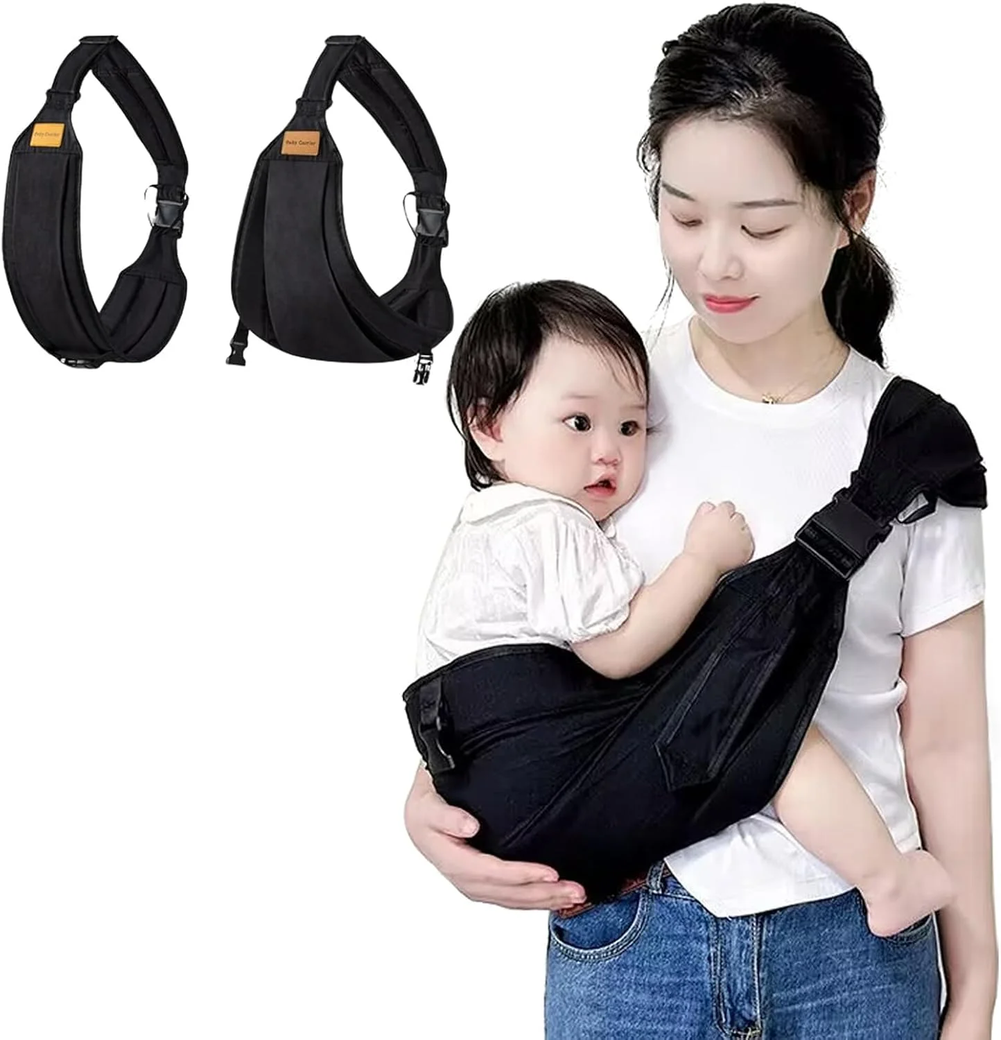 آغوشی نوزاد Diylove، آغوشی قابل تنظیم، آغوشی نوزاد مناسب نوزاد تا نوپا، آغوشی نرم و قابل تنفس با نشیمنگاه ضد لغزش، آغوشی قابل حمل برای نوزادان تا کودکان نوپا 4.5 تا 20 کیلوگرم، مشکی (پارچه ای)