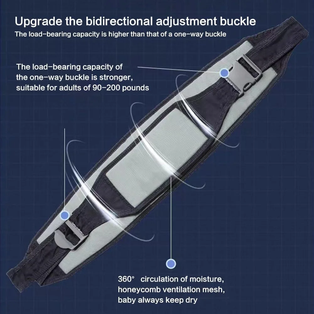 آغوشی نوزاد دفسدار، آغوشی قابل تنظیم نیمه پیچیده، آغوشی کمری یک طرفه و صرفه جویی در کار برای نوزاد تا نوپا تا 20 کیلوگرم (خاکستری)