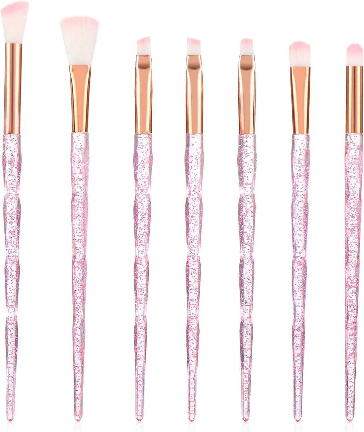 ست برس آرایشی KASTWAVE، ست 7 عددی برس لوازم آرایشی دسته کریستالی، برس های آرایش چشم، هایلایتر گوشه، کانسیلر ابرو، ابزار برس ترکیبی برای سایه چشم، کانسیلر، خط چشم، ابرو