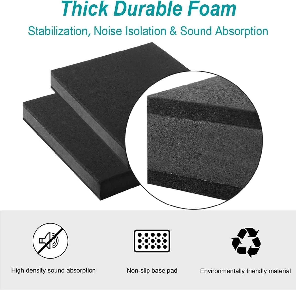 AlloverPower for 5''- 8'' Studio Monitor Speaker Noise Isolation Pads 3-Layer Acoustic Stand Riser Foam Subwoofer Isolation Pad Audio Vibration Platform Stabilizer